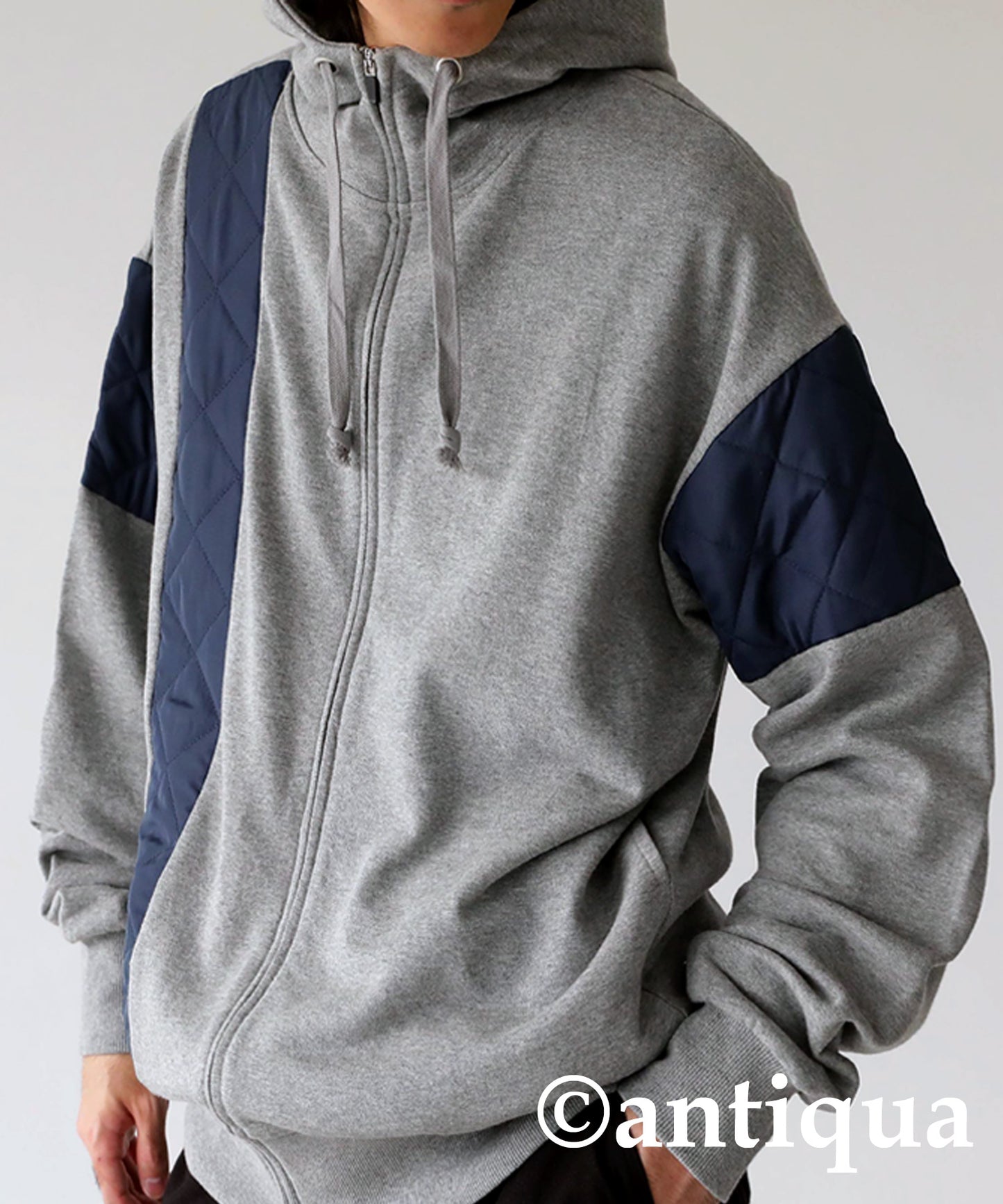 Men's quilted switching hoodie