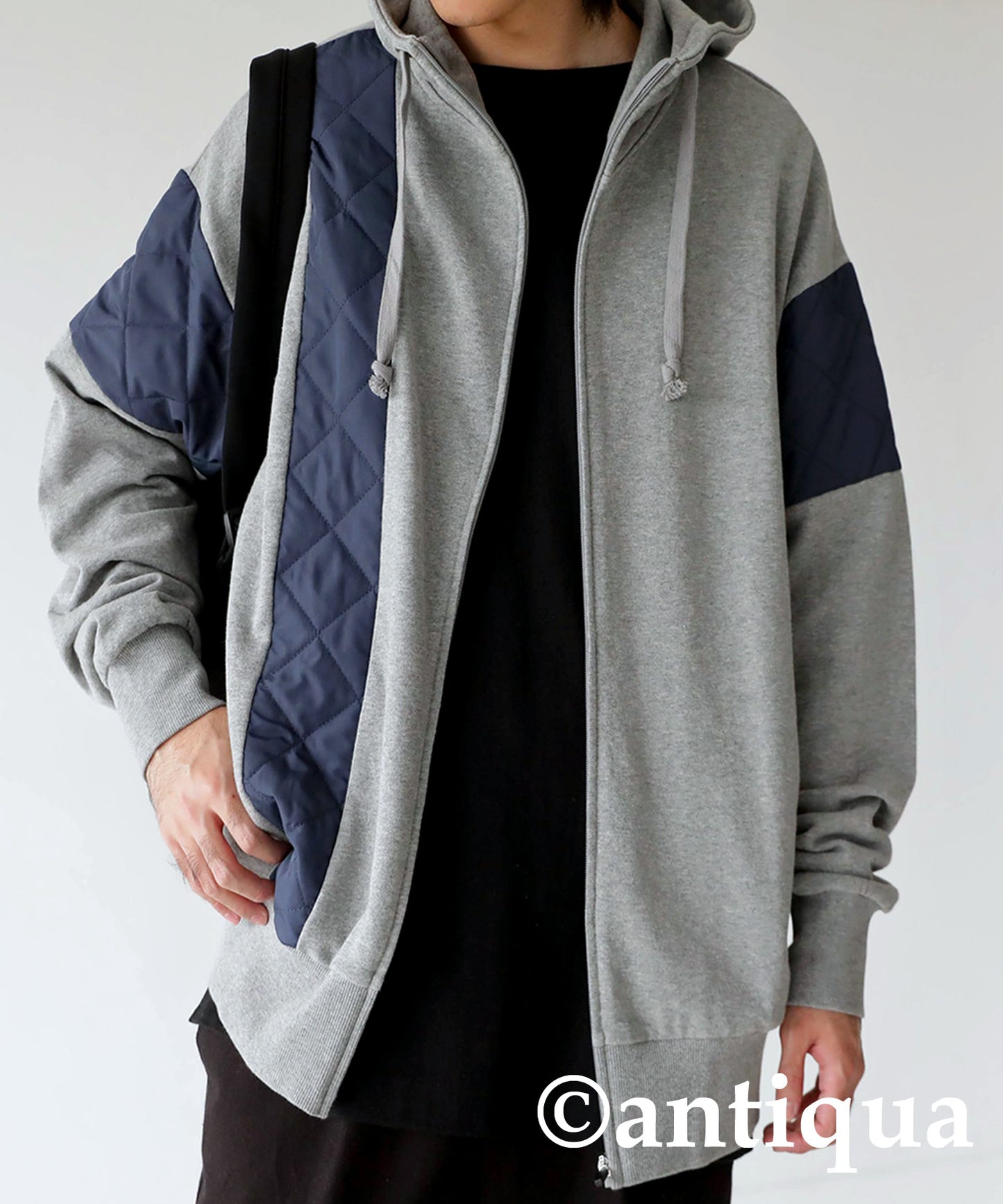 Men's quilted switching hoodie