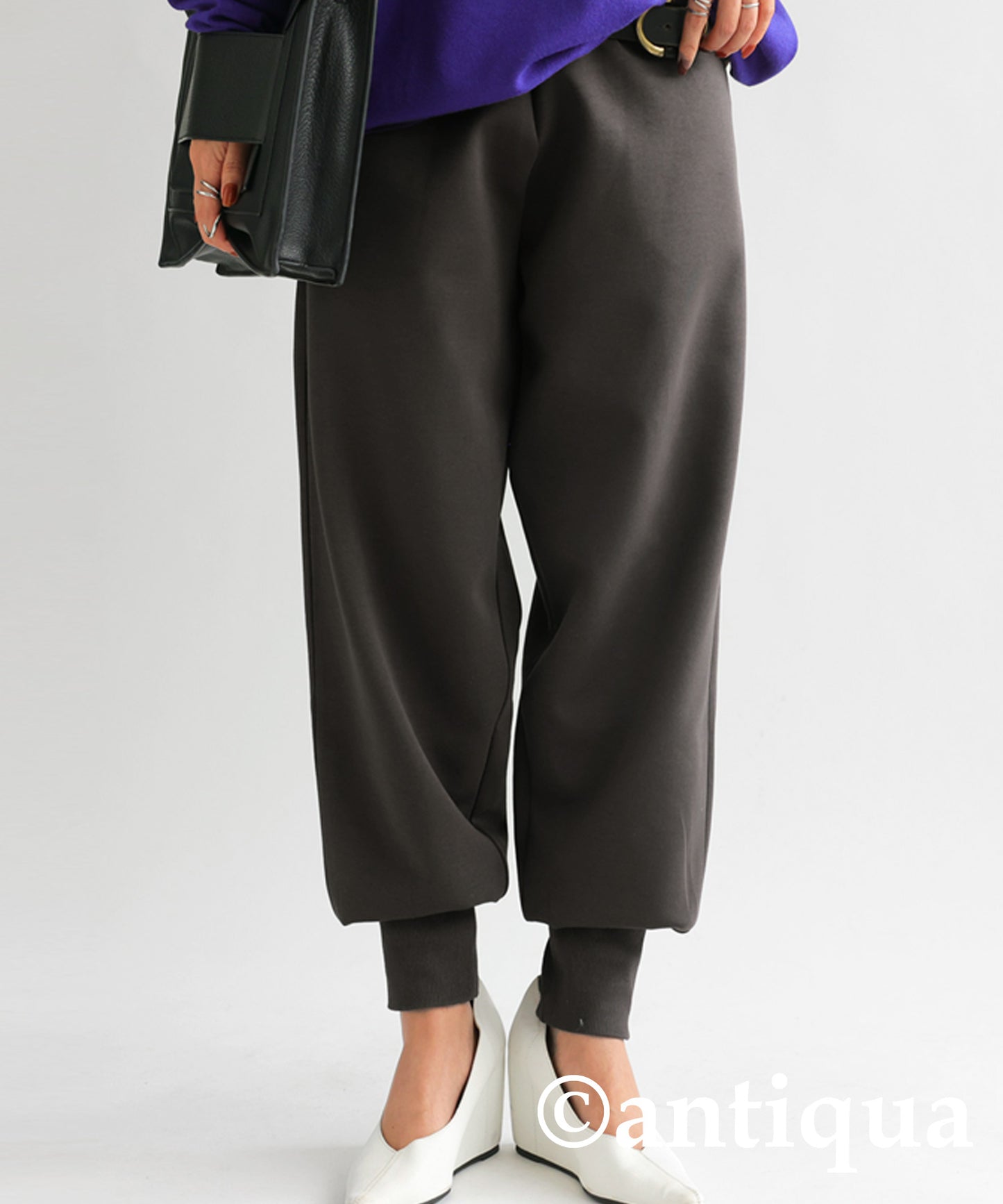 Hem rib punch pants Ladies