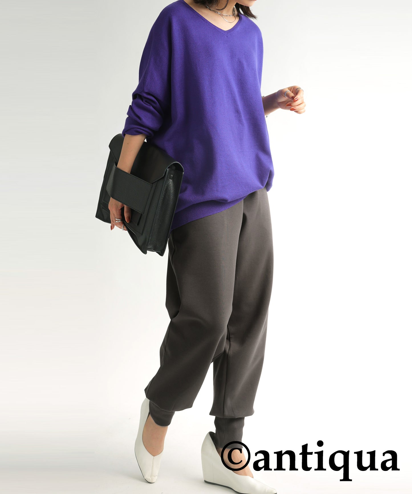 Hem rib punch pants Ladies