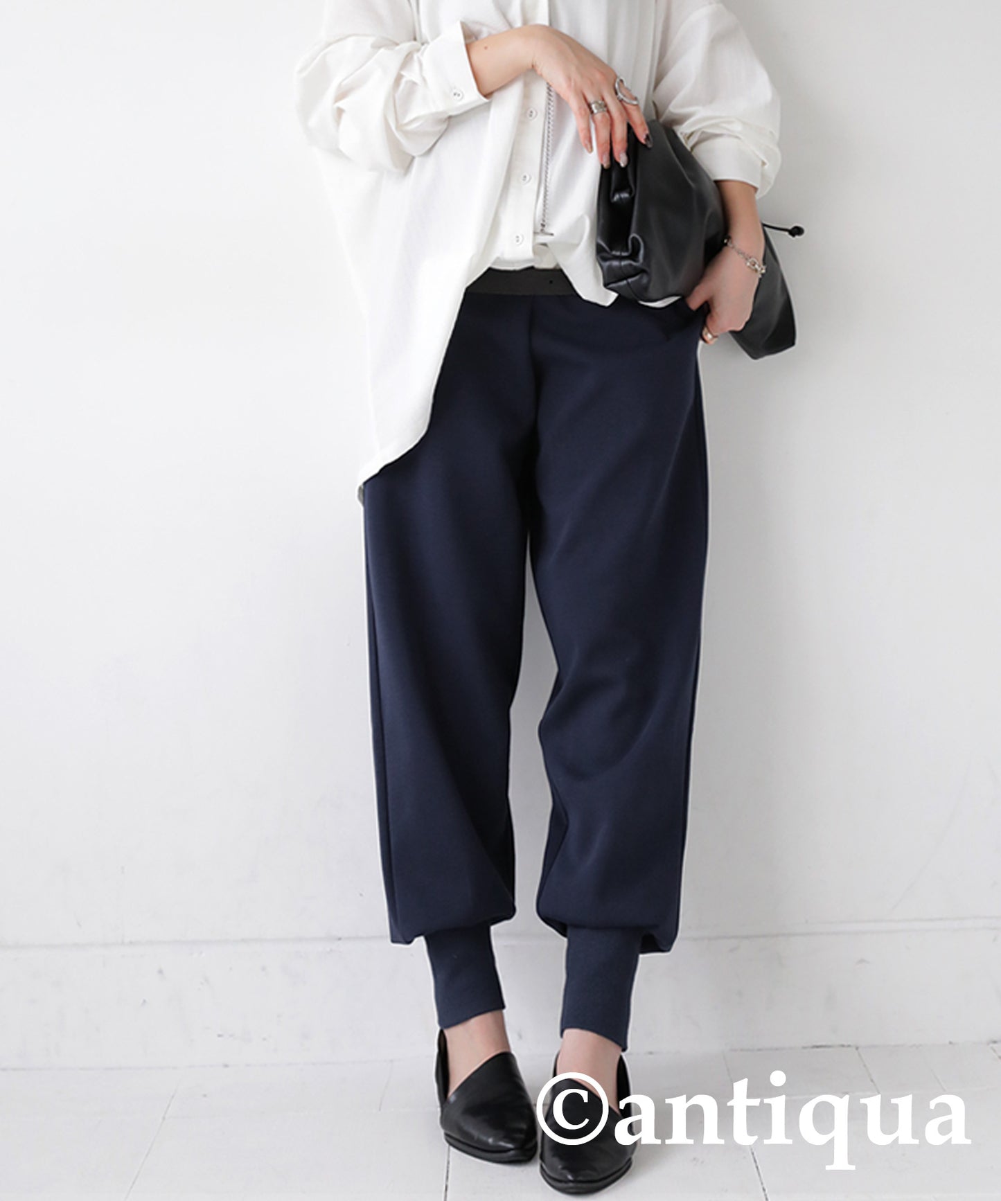 Hem rib punch pants Ladies