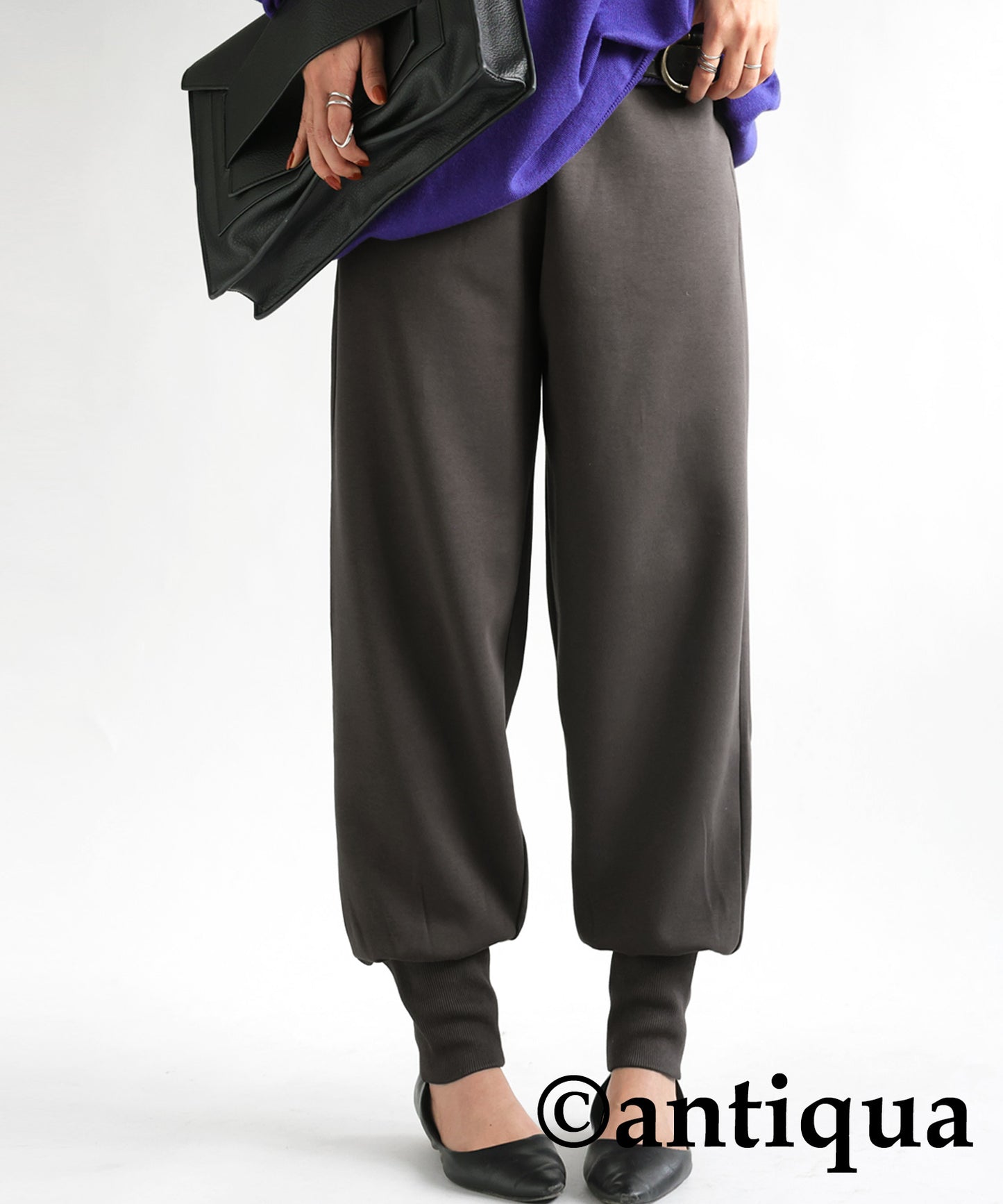 Hem rib punch pants Ladies