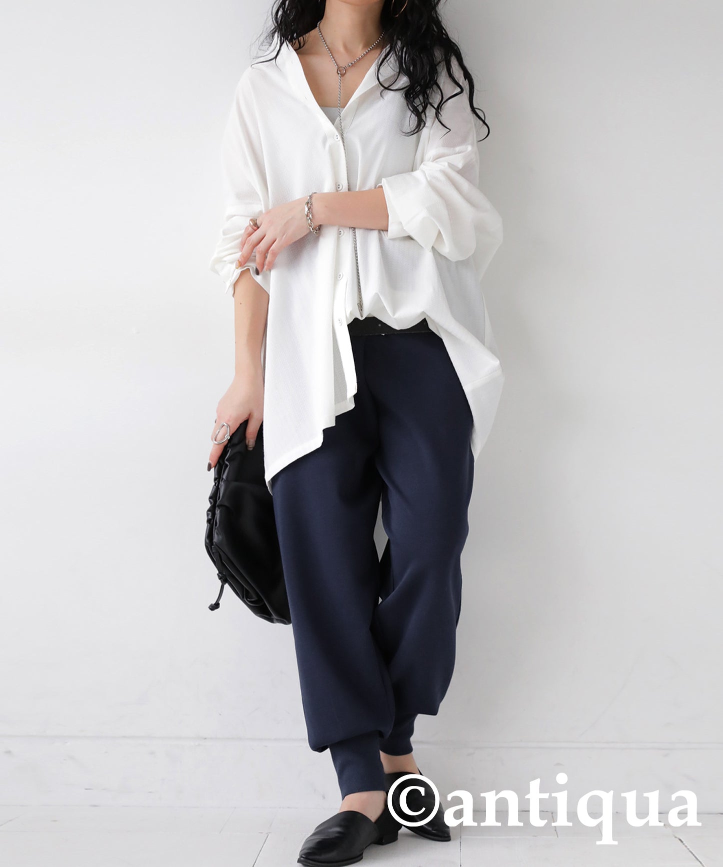 Hem rib punch pants Ladies