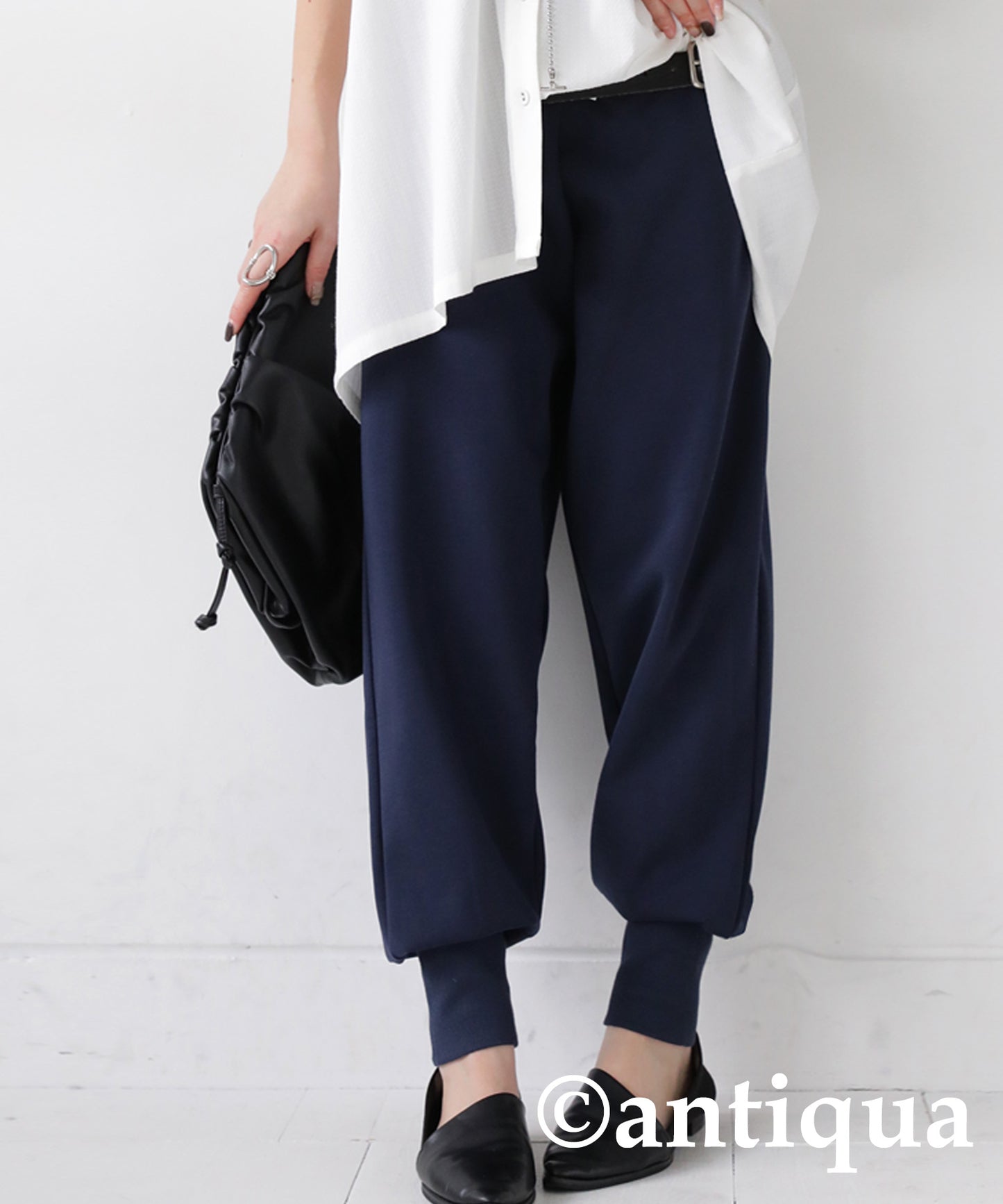 Hem rib punch pants Ladies