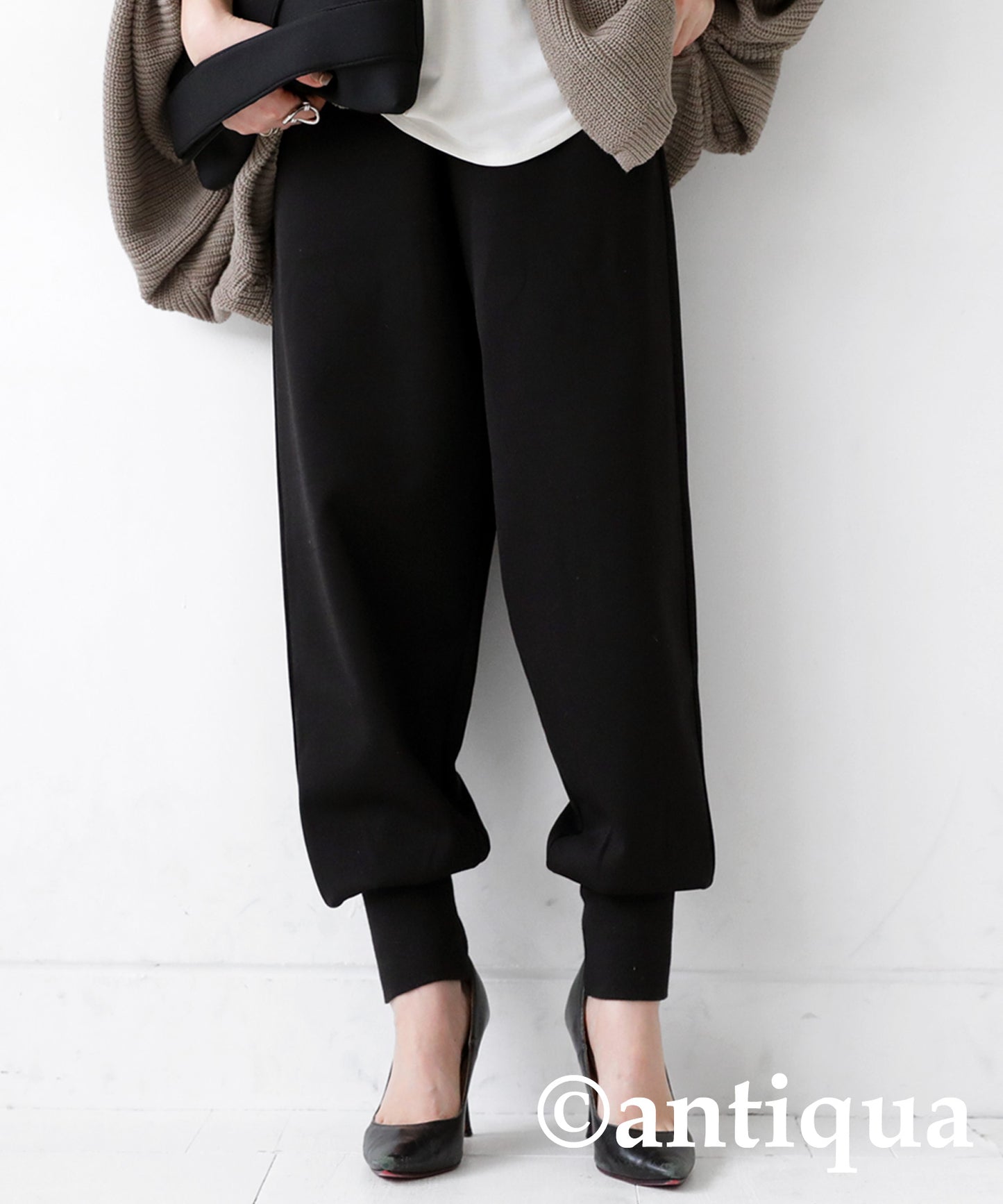 Hem rib punch pants Ladies