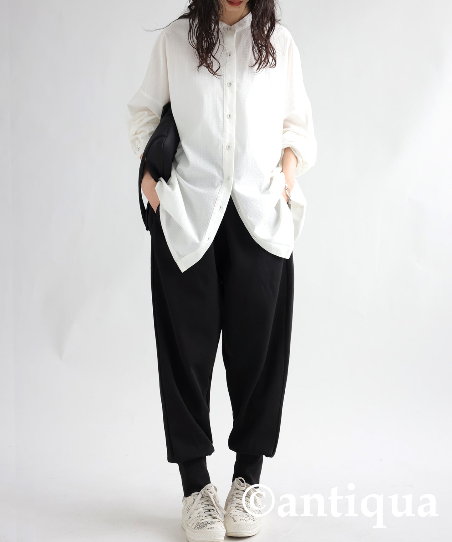 Hem rib punch pants Ladies