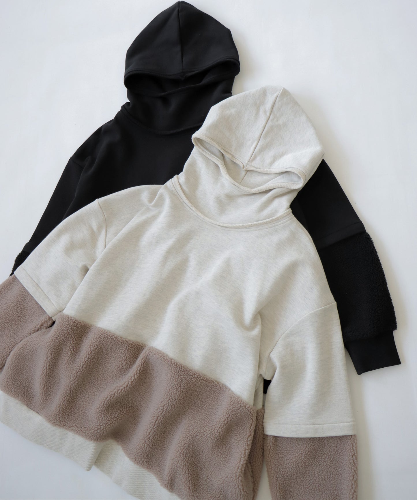 Ladies hoodie french terry and boa