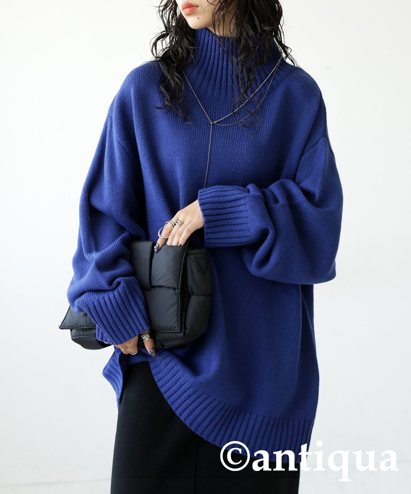 High neck Rib Knit tops Ladies