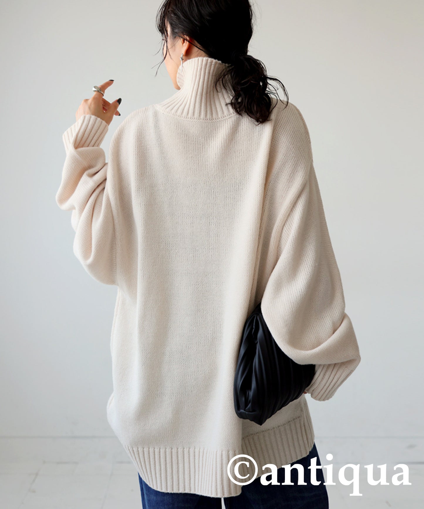 High neck Rib Knit tops Ladies