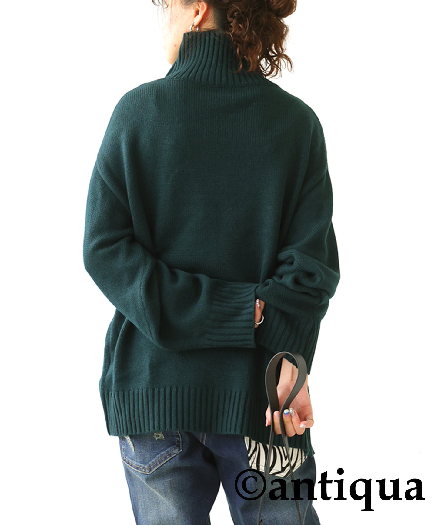 High neck Rib Knit tops Ladies