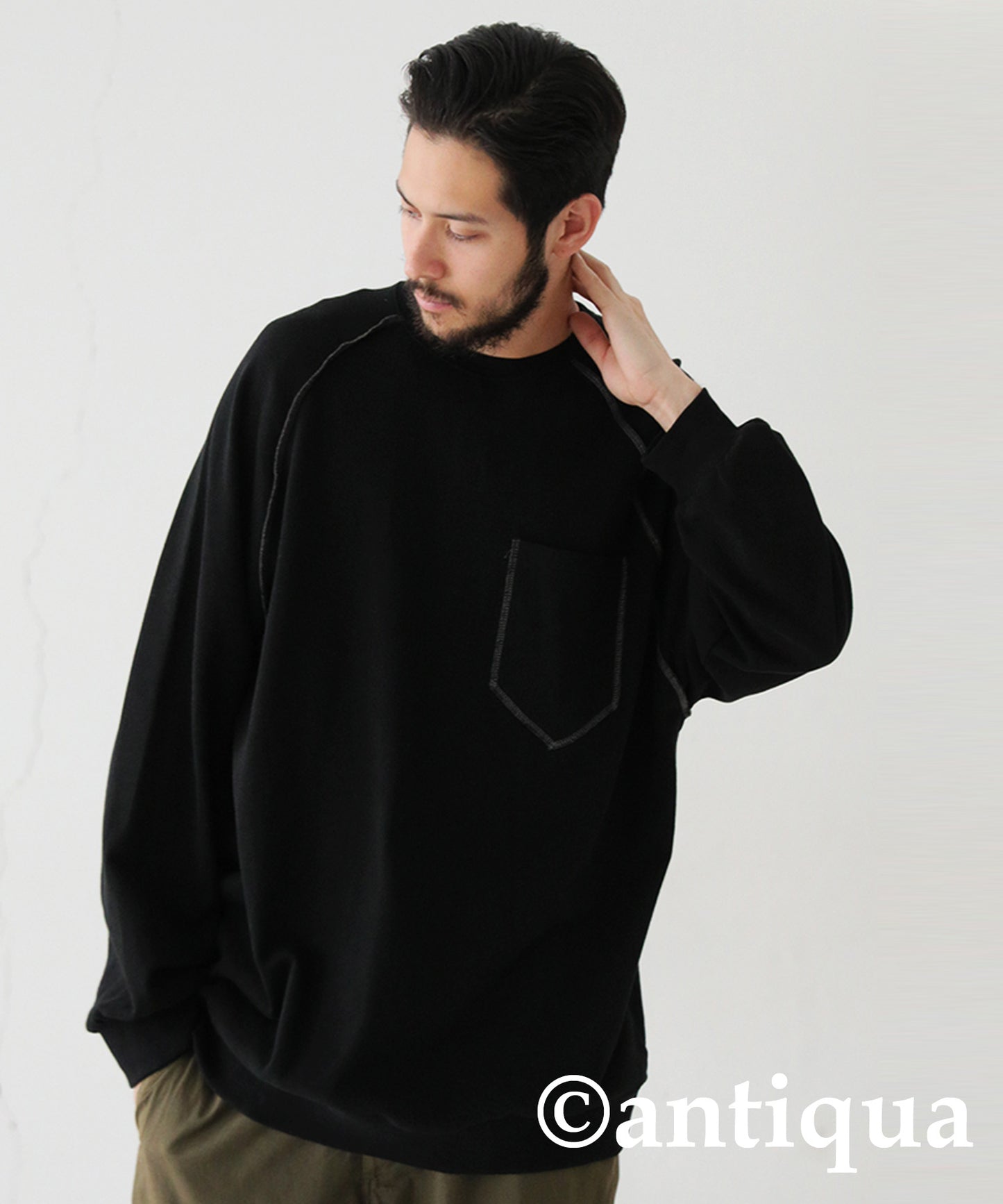 Pile Fabric Raglan Sweatshirt Men's