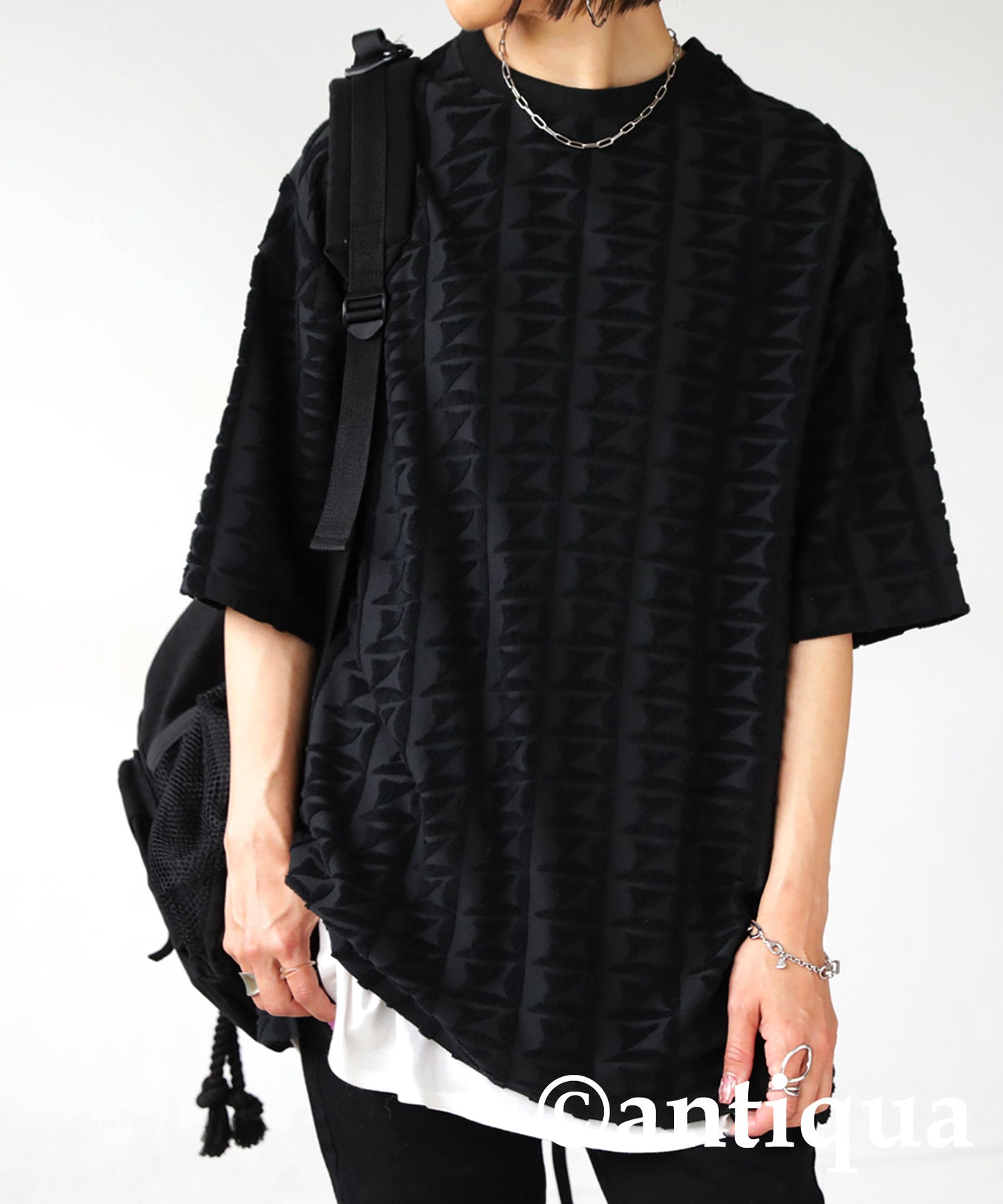 Ladies Pile Jacquard Tops Short-Sleeve