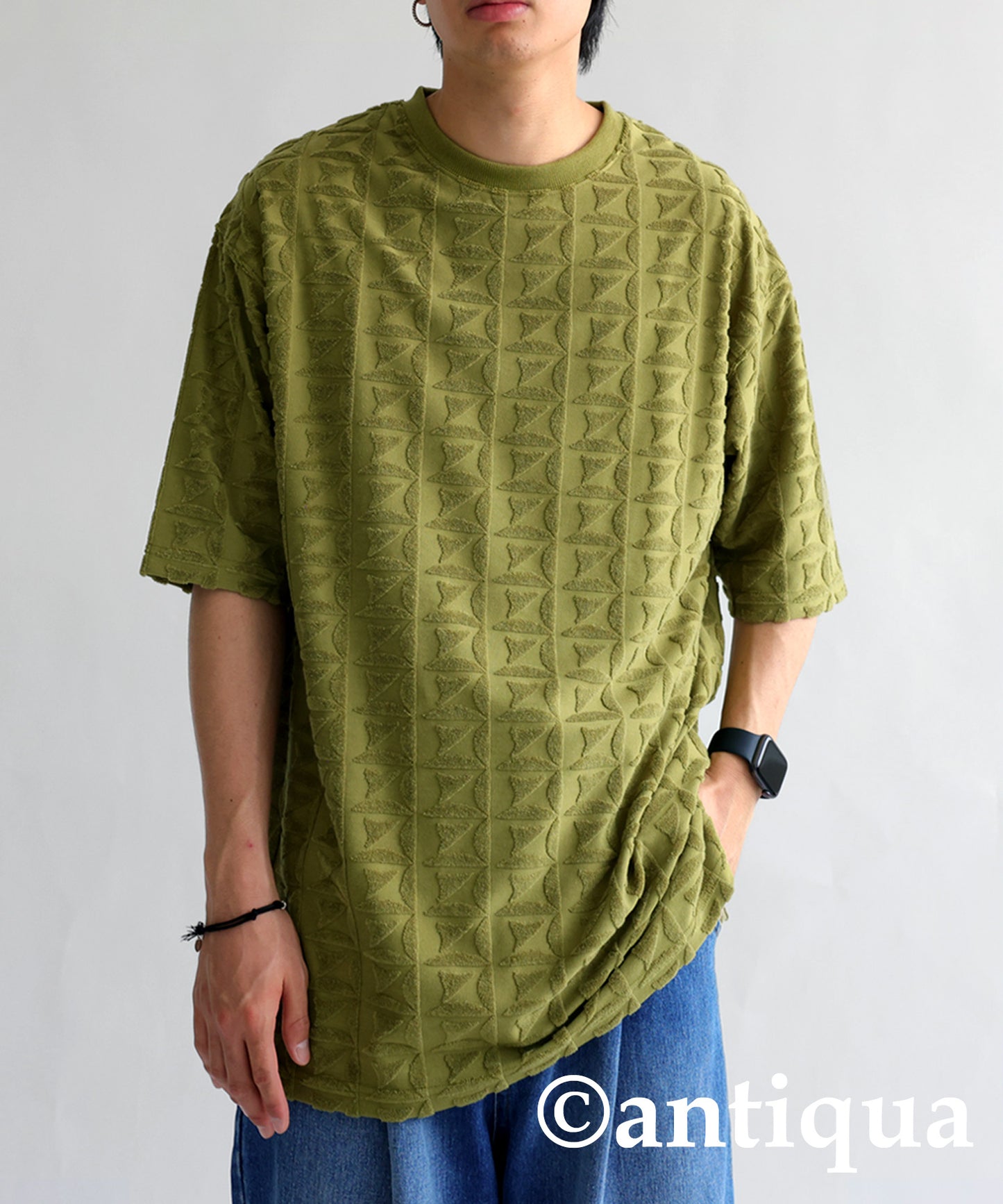 Pile Jacquard Tops Men's Short-Sleeve Tops Pile Fabric