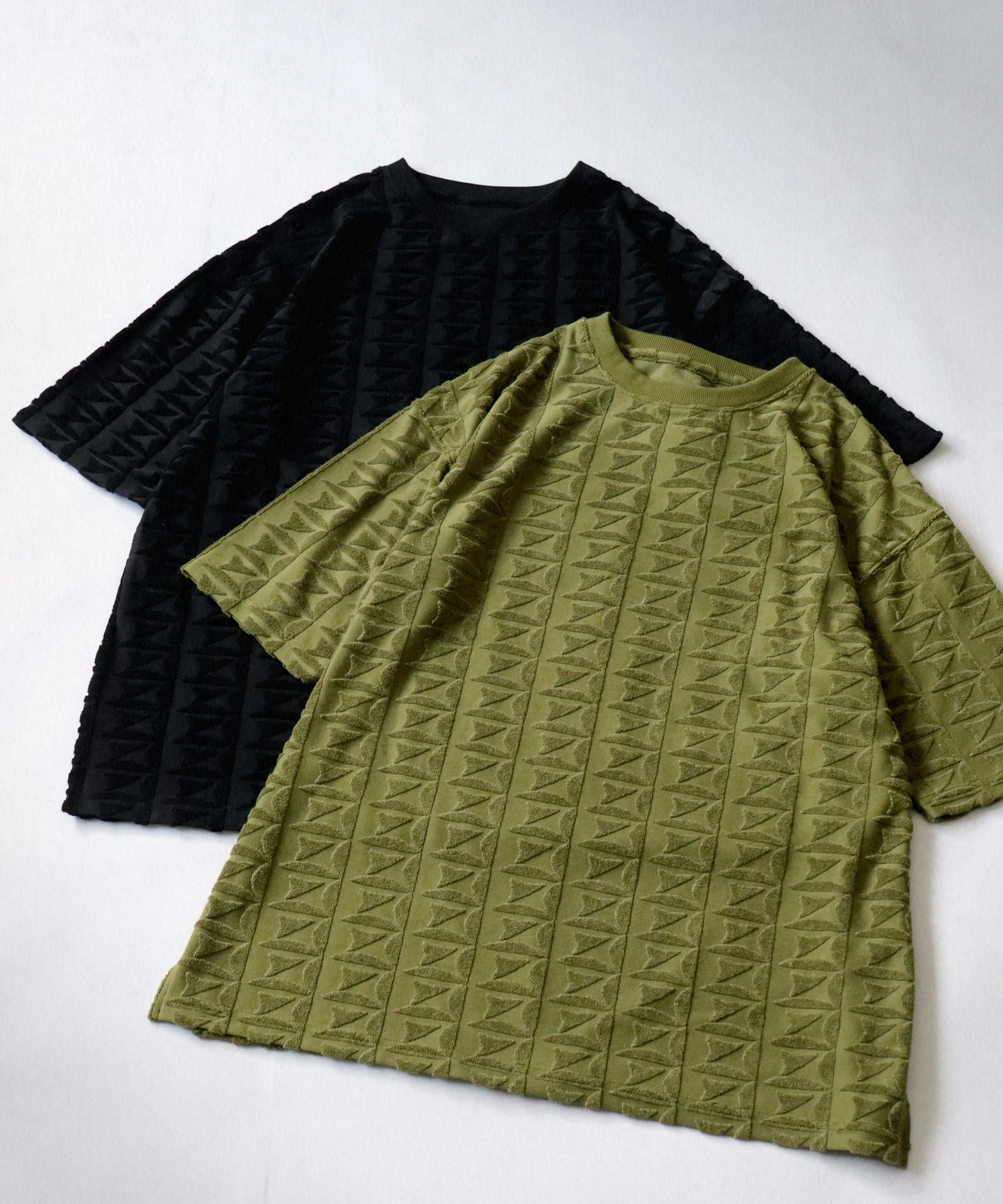 Ladies Pile Jacquard Tops Short-Sleeve