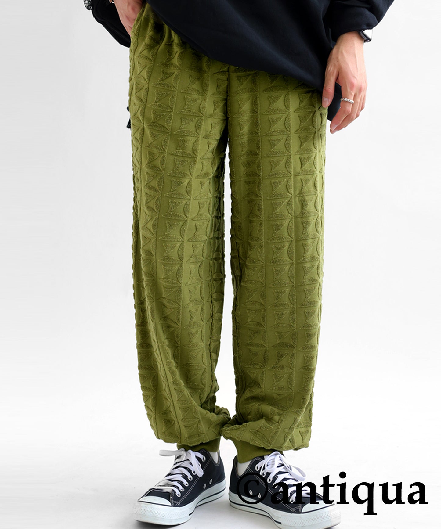 Pile Jacquard Pants Men's full-length Bottoms Pile Fabric