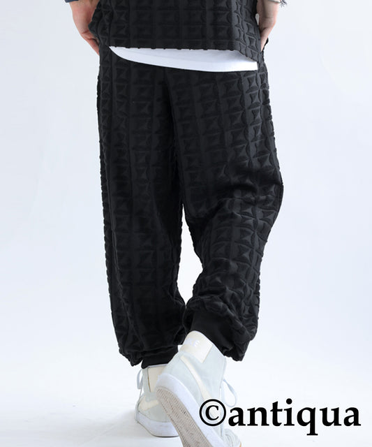 Pile Jacquard Pants Men's full-length Bottoms Pile Fabric