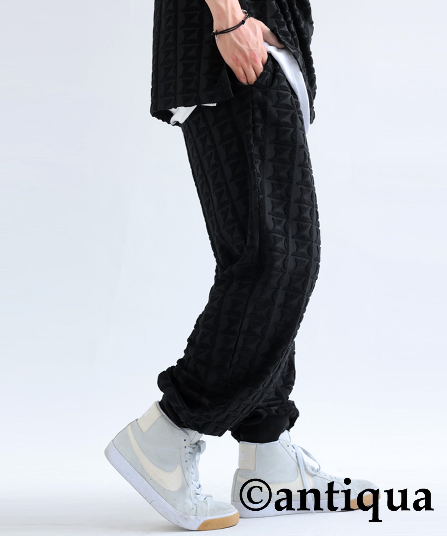 Pile Jacquard Pants Men's full-length Bottoms Pile Fabric