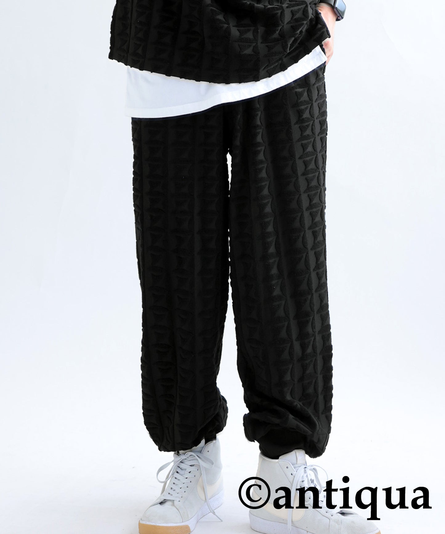 Pile Jacquard Pants Men's full-length Bottoms Pile Fabric