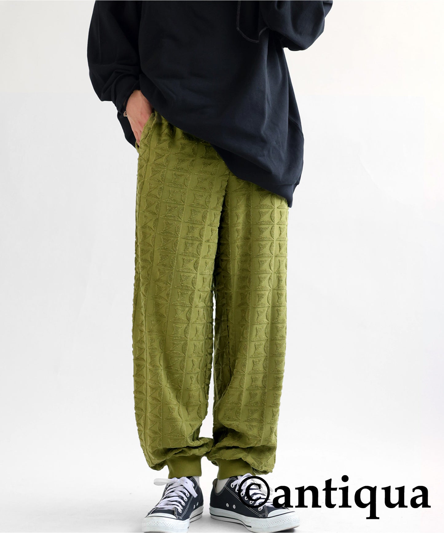 Pile Jacquard Pants Men's full-length Bottoms Pile Fabric