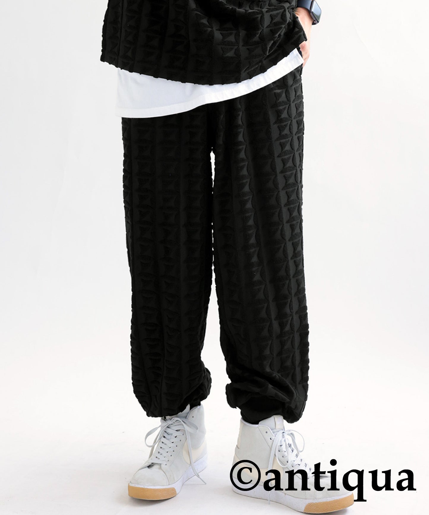 Pile Jacquard Pants Men's full-length Bottoms Pile Fabric