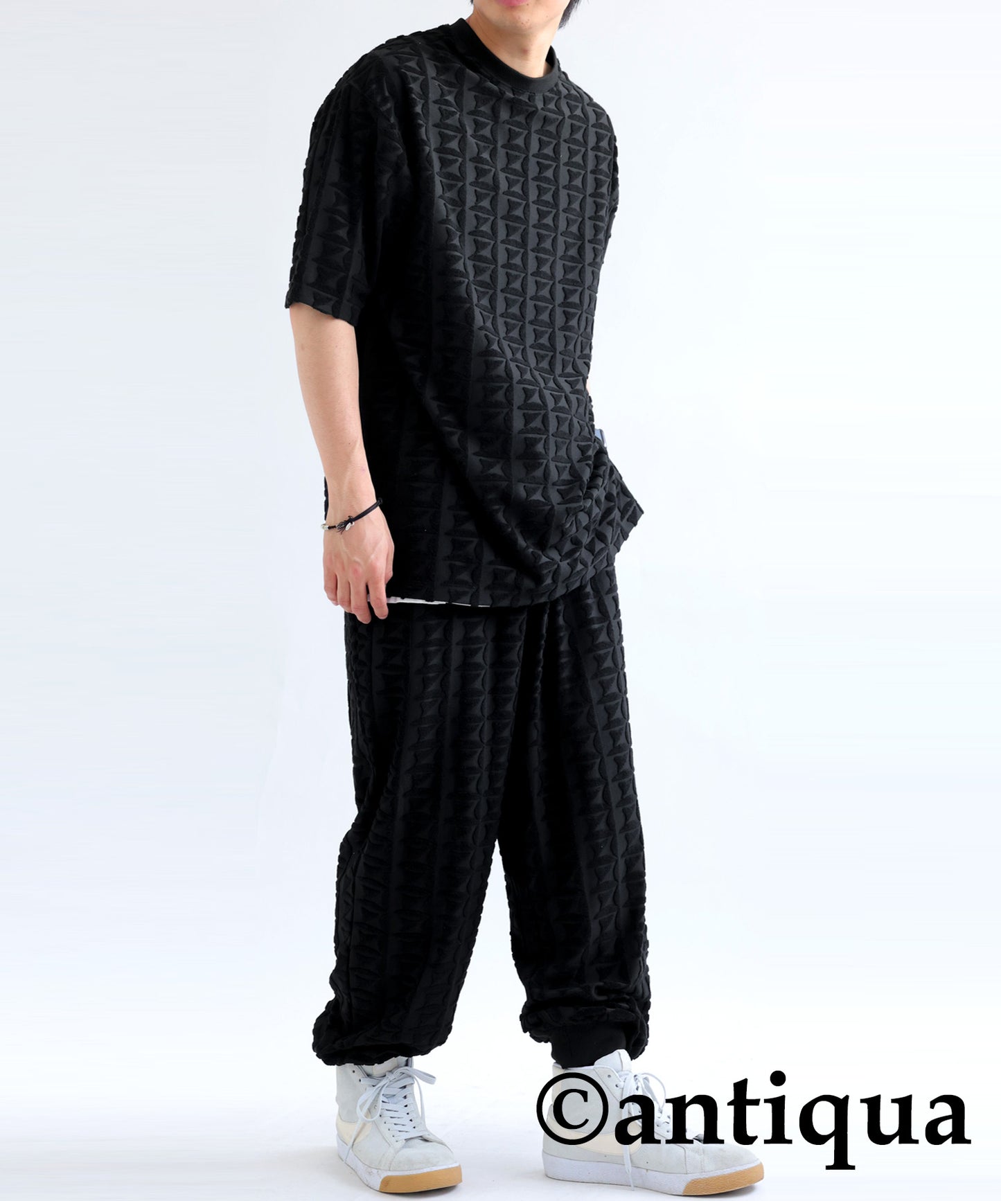 Pile Jacquard Pants Men's full-length Bottoms Pile Fabric