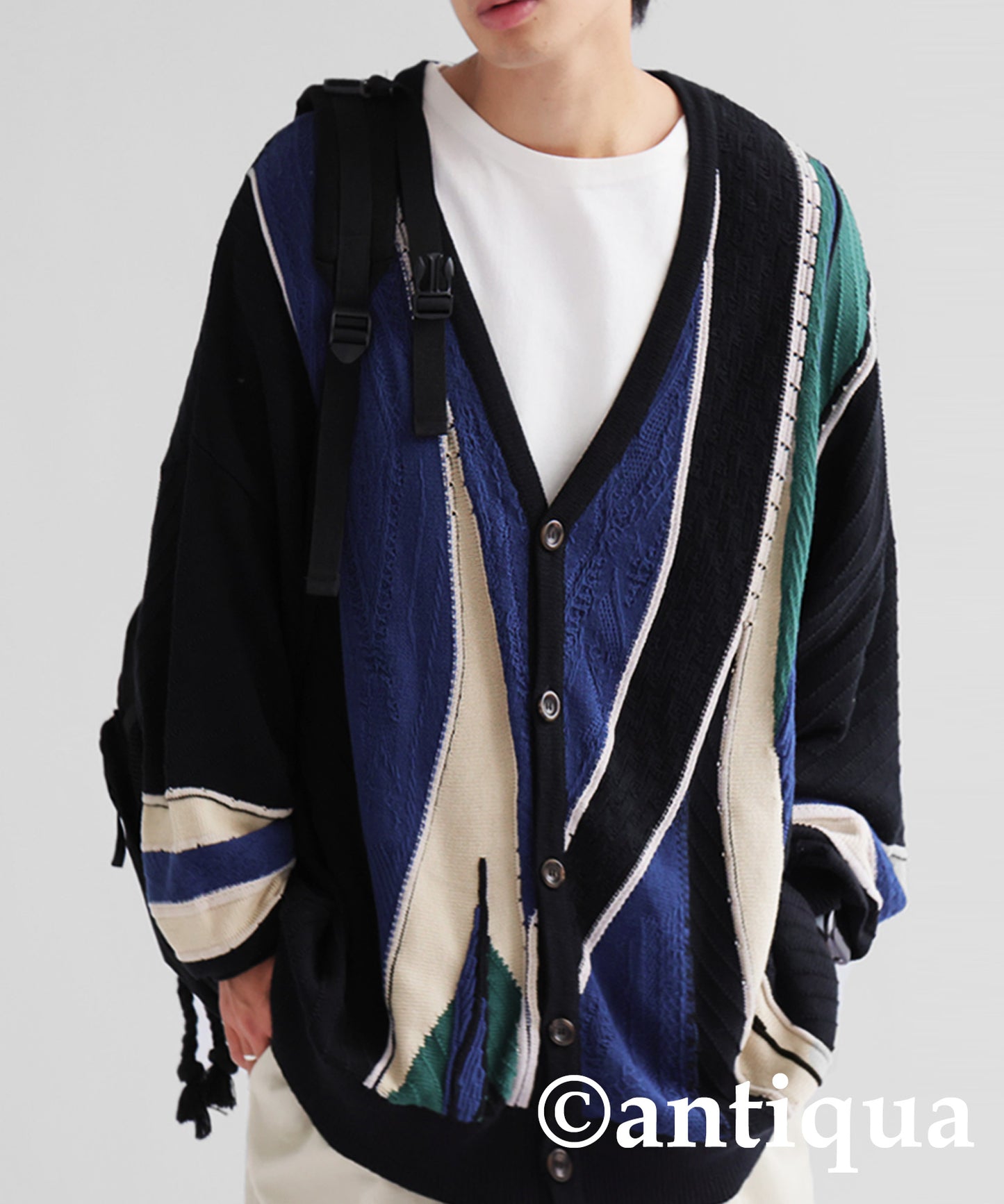 Retro style V-neck Cardigan Men's