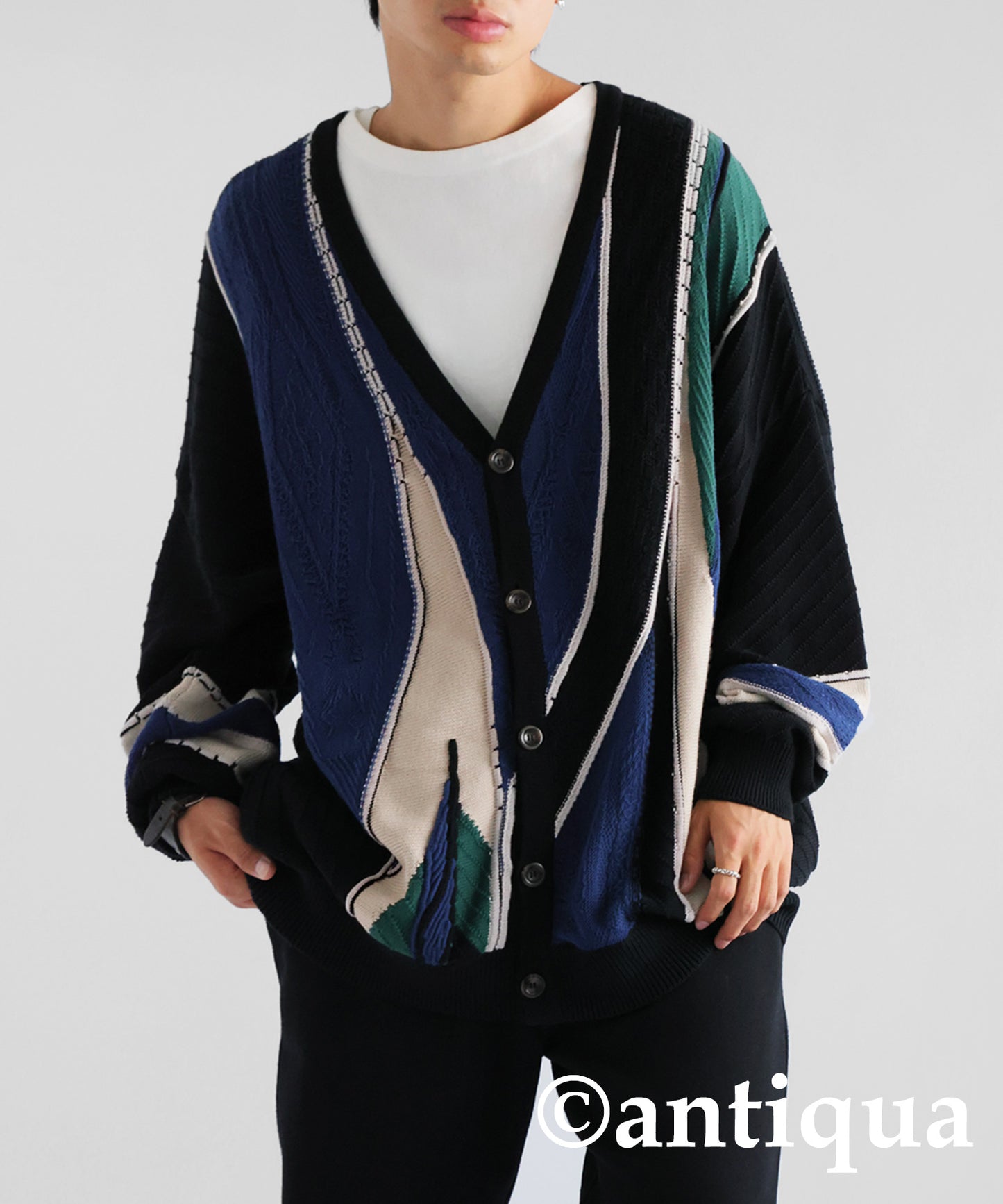 Retro style V-neck Cardigan Men's