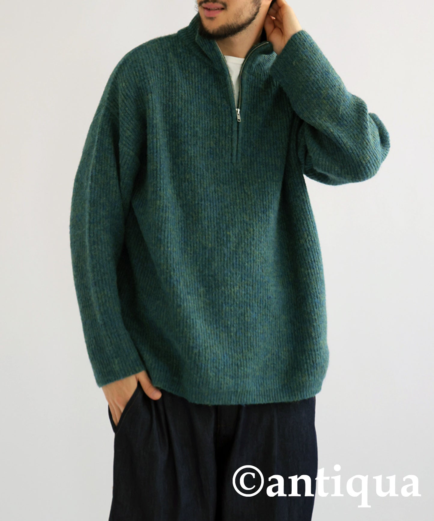 Half Zip Melange Knit Men's