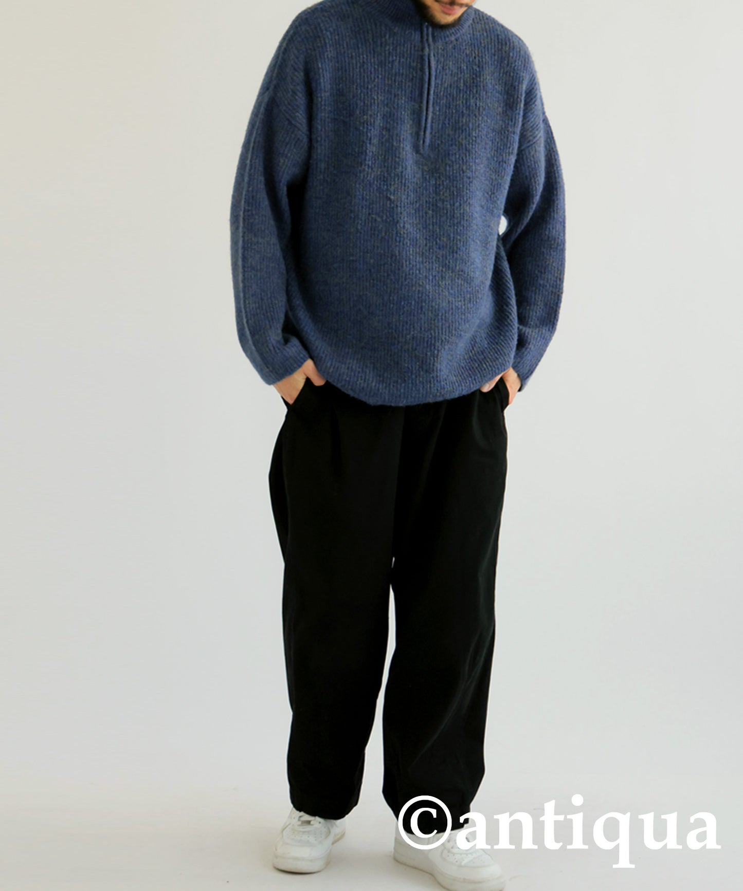 Half Zip Melange Knit Men's