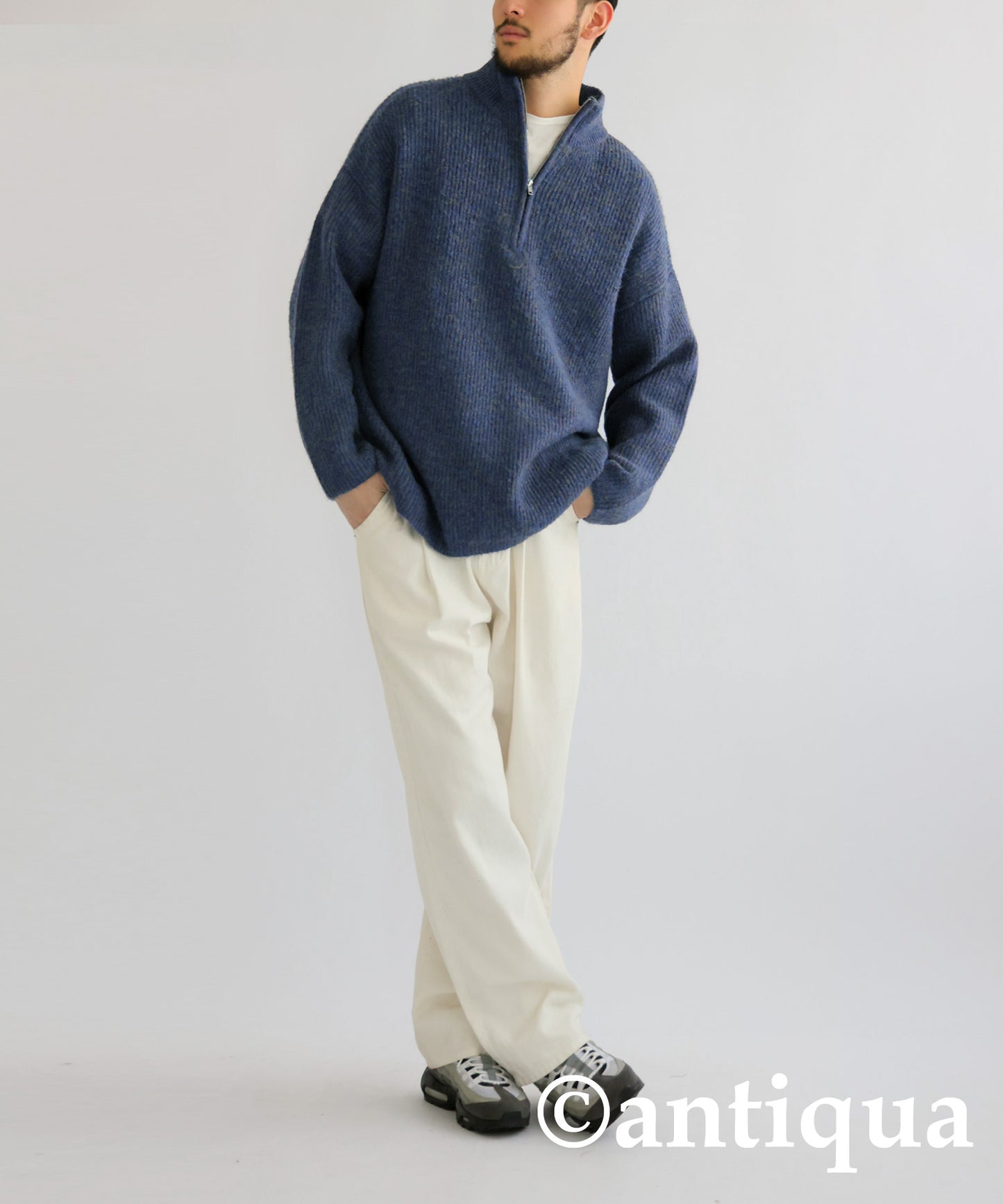 Half Zip Melange Knit Men's