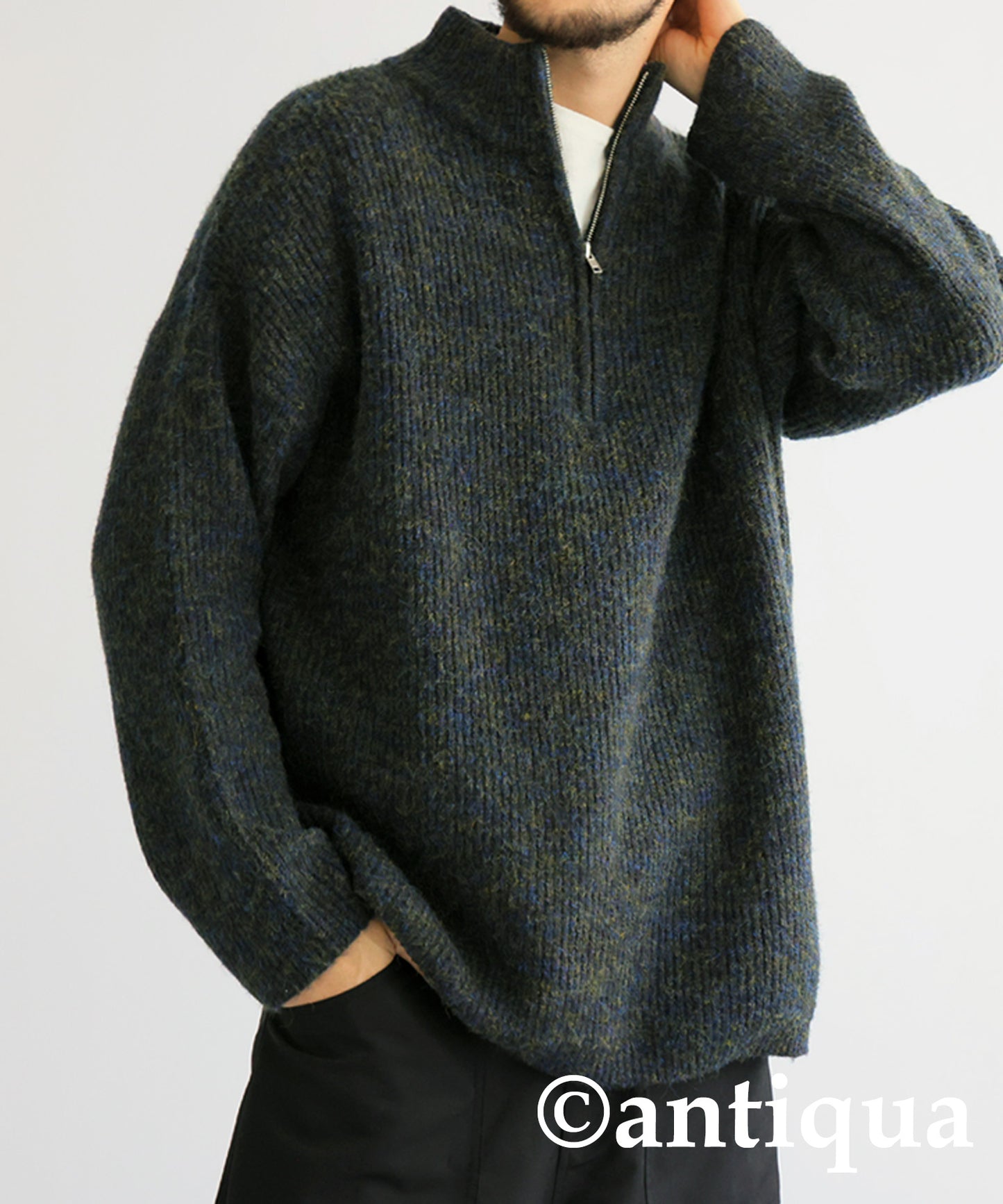 Half Zip Melange Knit Men's