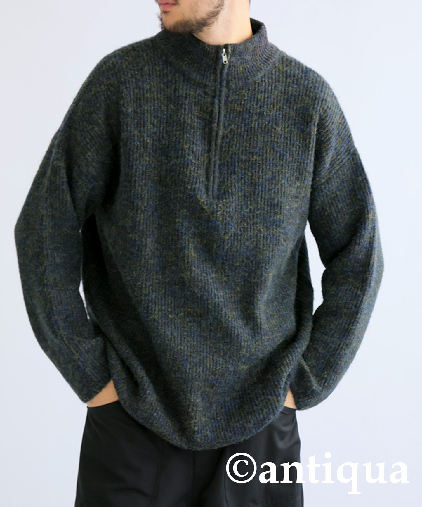 Half Zip Melange Knit Men's