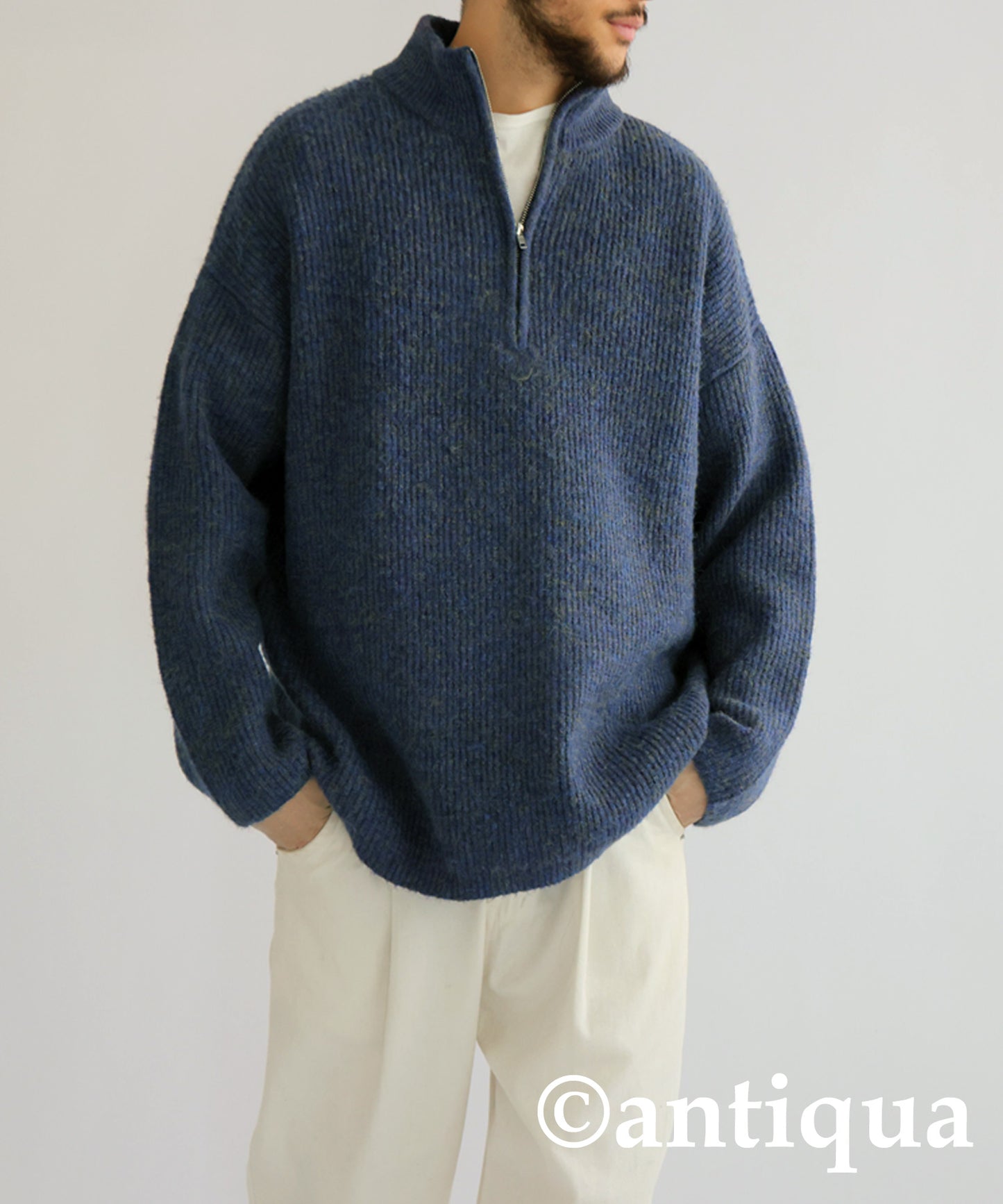 Half Zip Melange Knit Men's