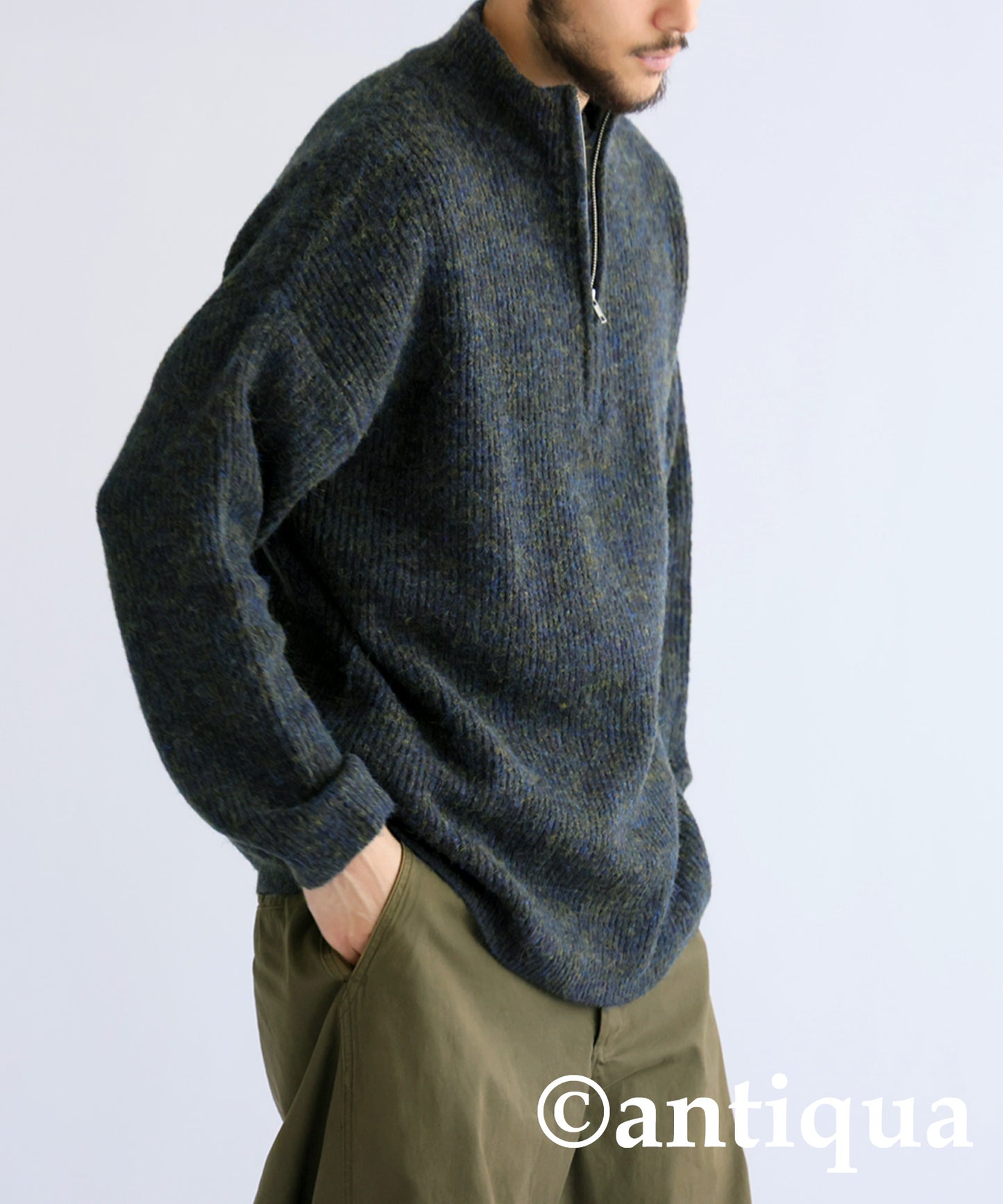 Half Zip Melange Knit Men's