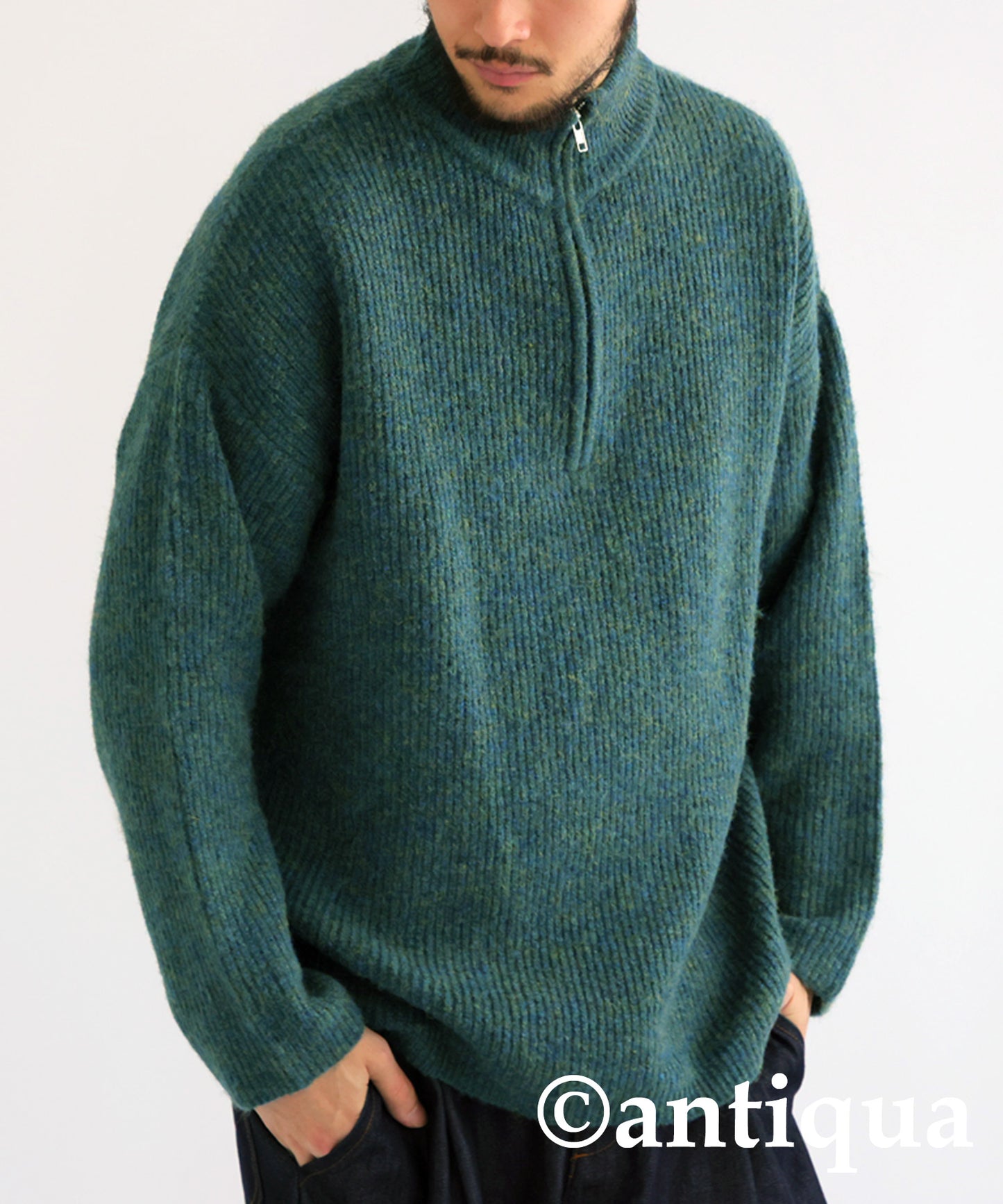 Half Zip Melange Knit Men's