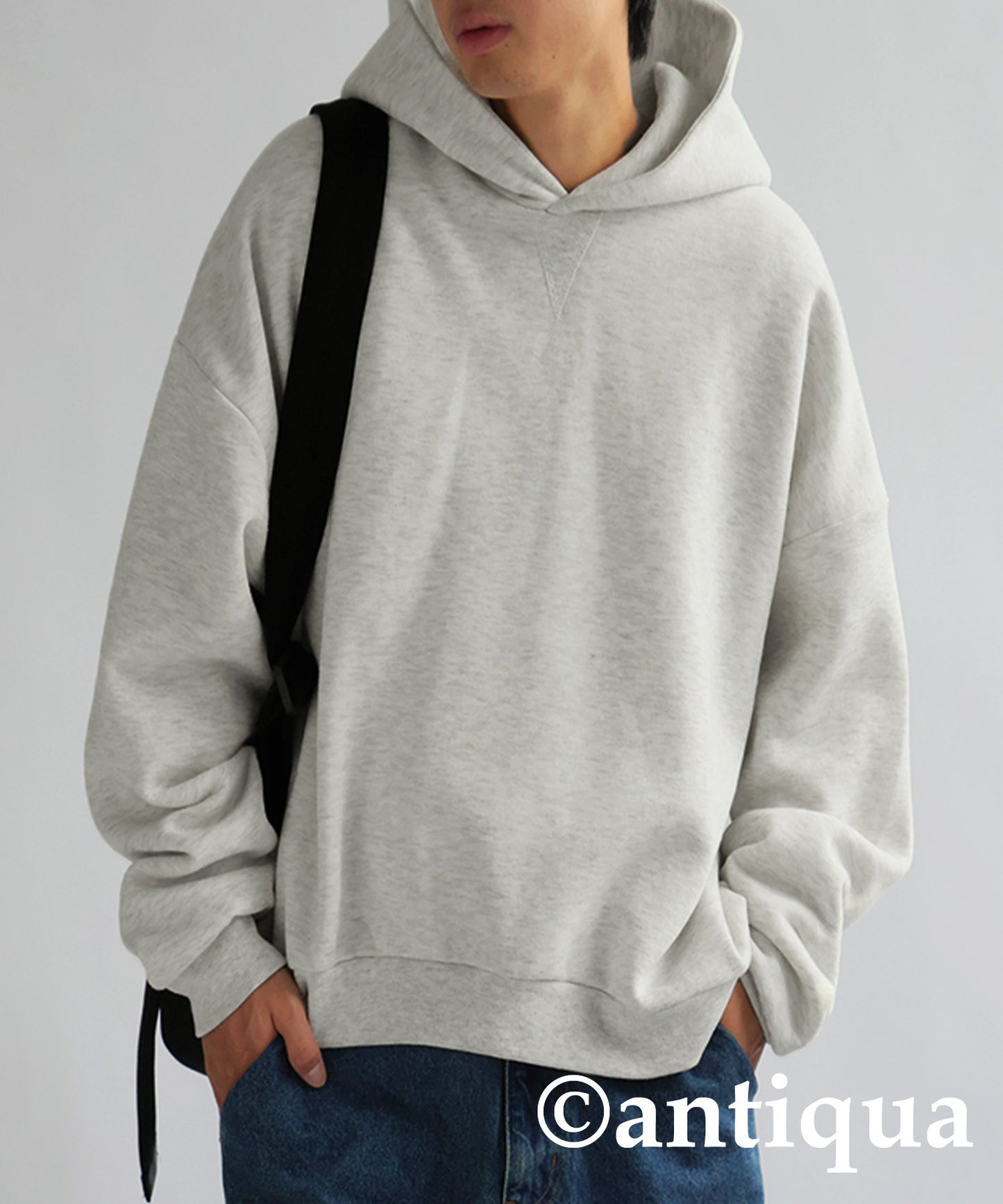 Brushed fabric hoodie Men's