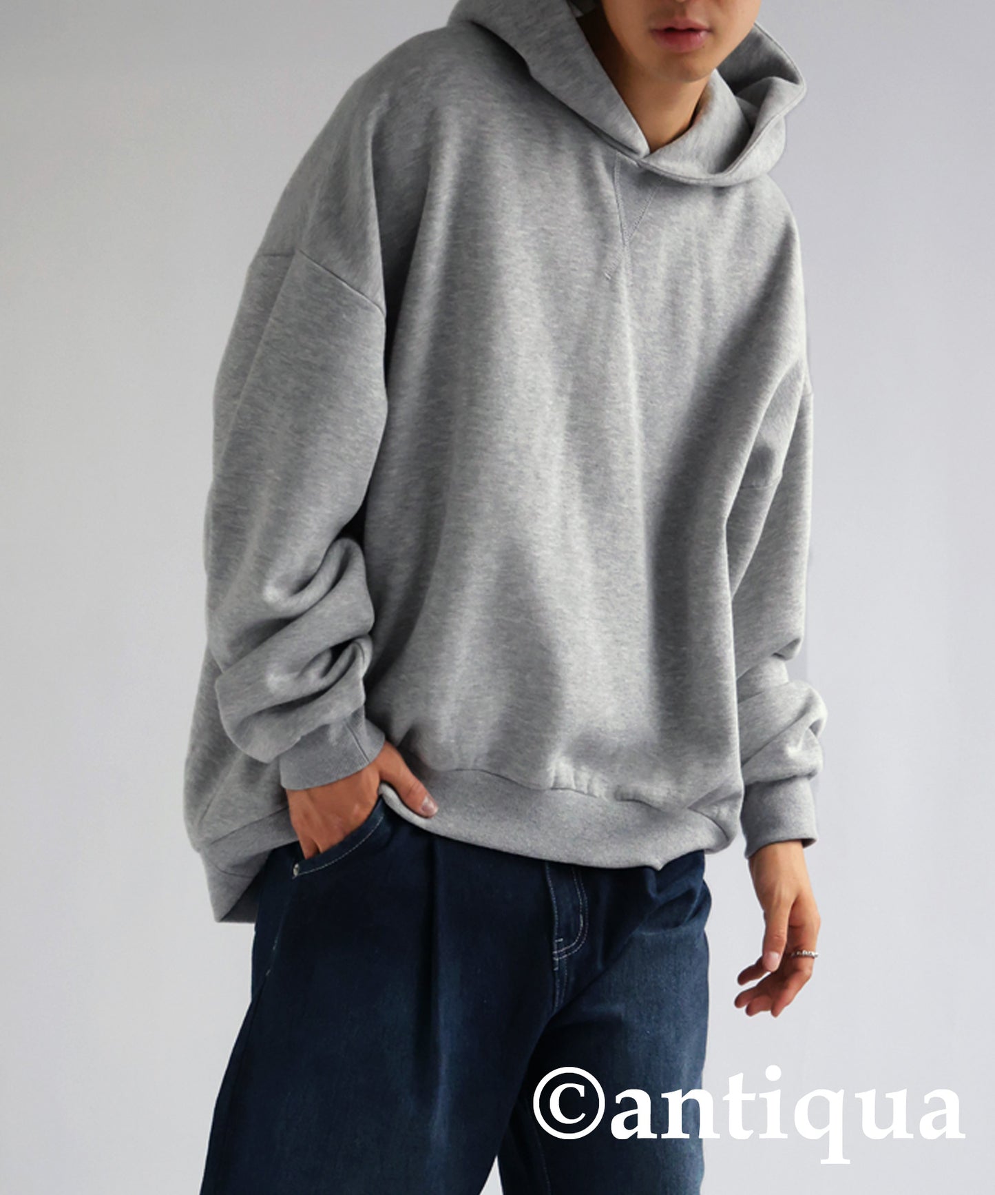 Brushed fabric hoodie Men's