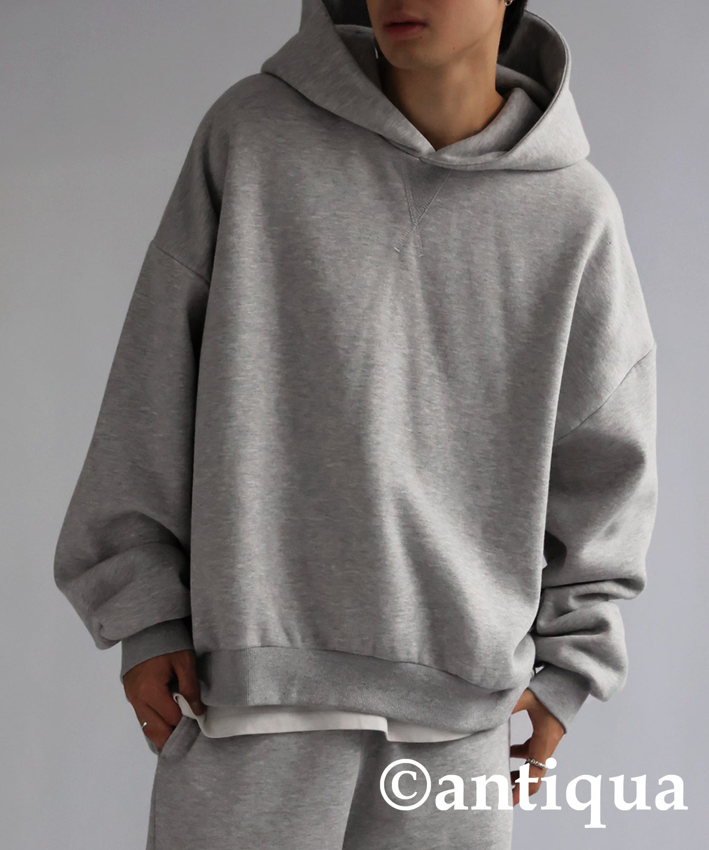 Brushed fabric hoodie Men's