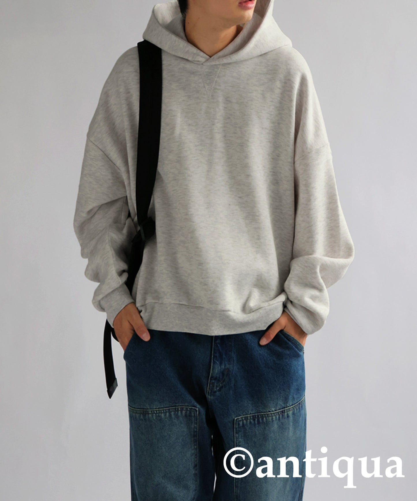 Brushed fabric hoodie Men's