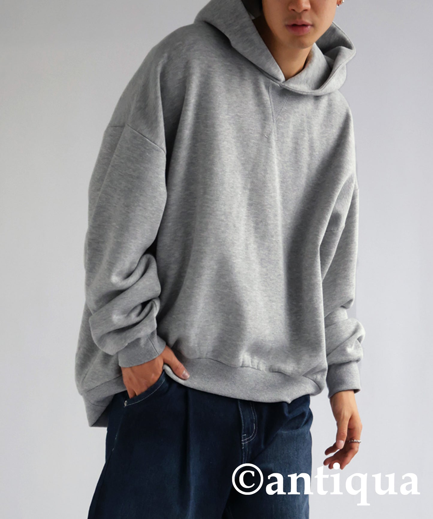 Brushed fabric hoodie Men's