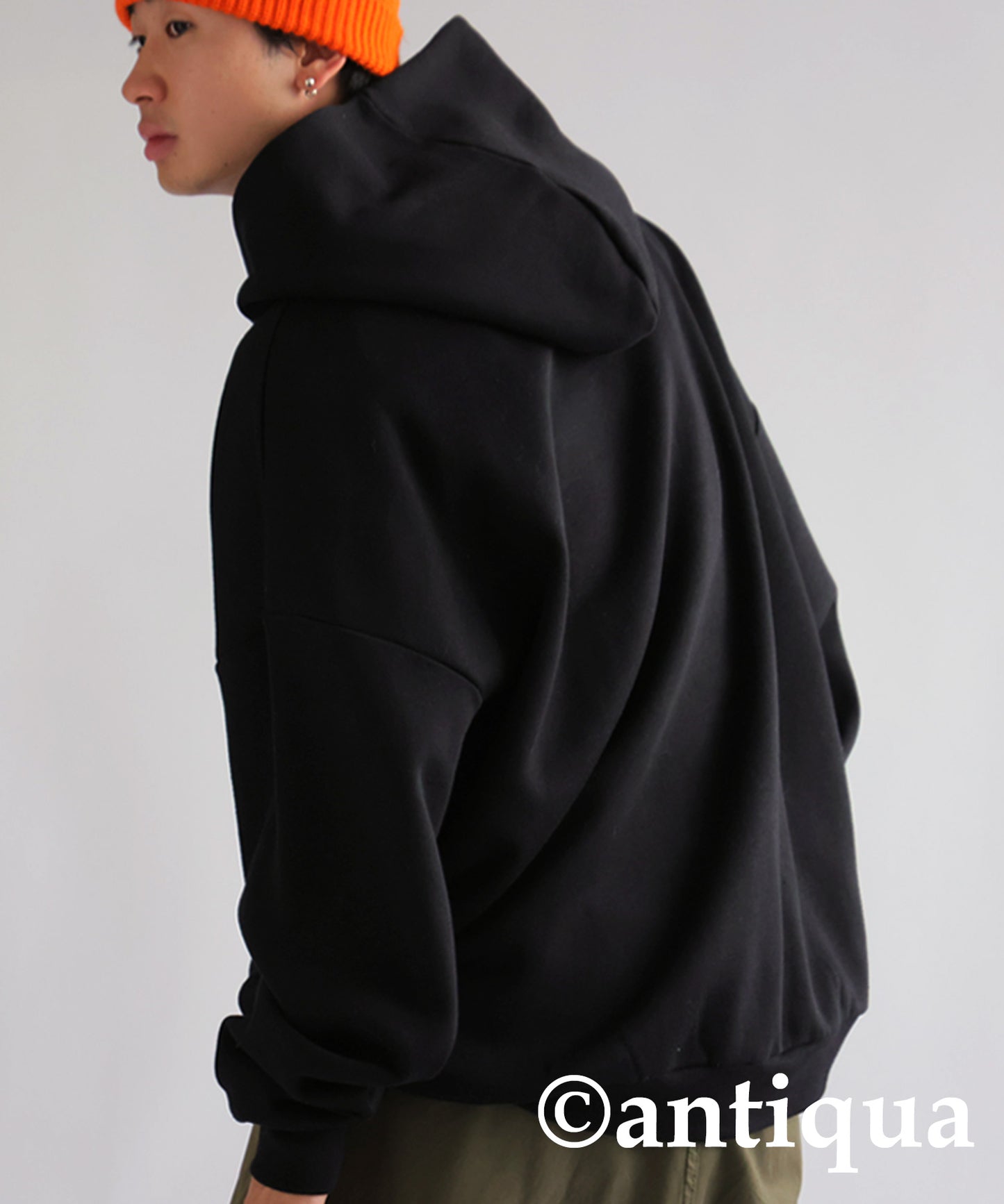 Brushed fabric hoodie Men's