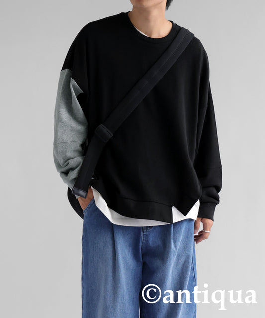 Bicolor Asymmetric Design Pullover Men's