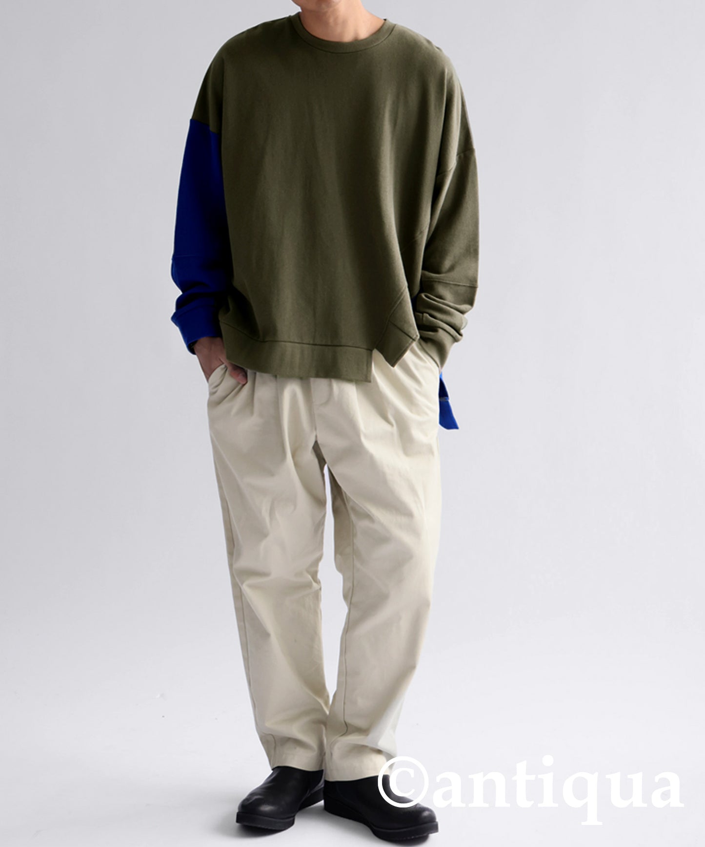 Bicolor Asymmetric Design Pullover Men's