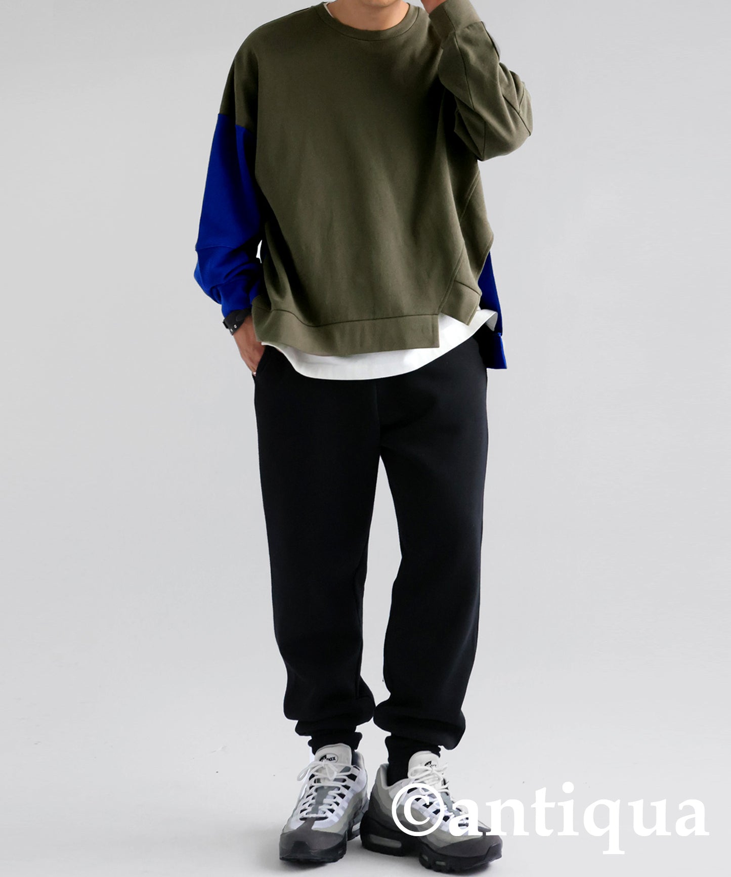 Bicolor Asymmetric Design Pullover Men's