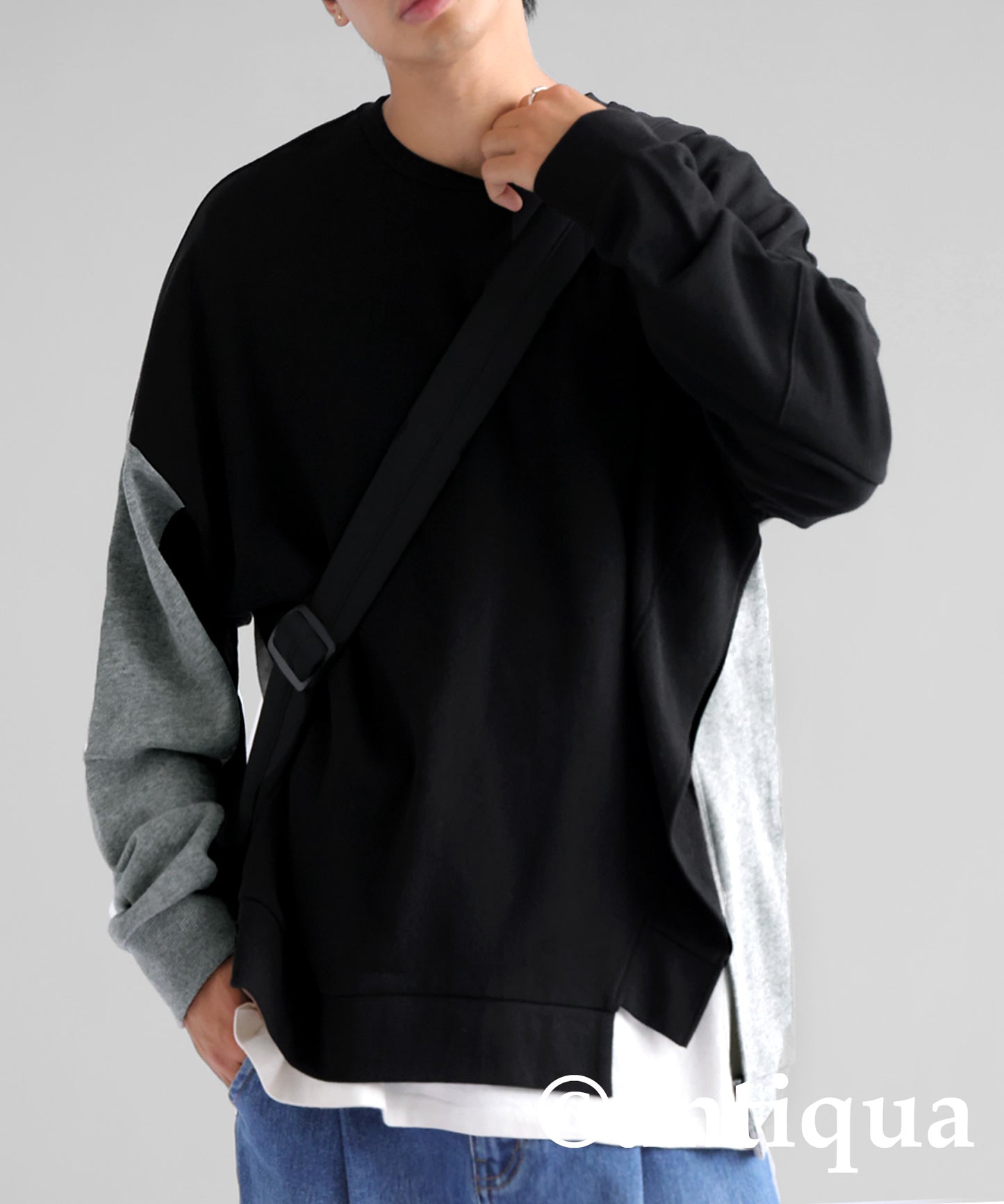 Bicolor Asymmetric Design Pullover Men's