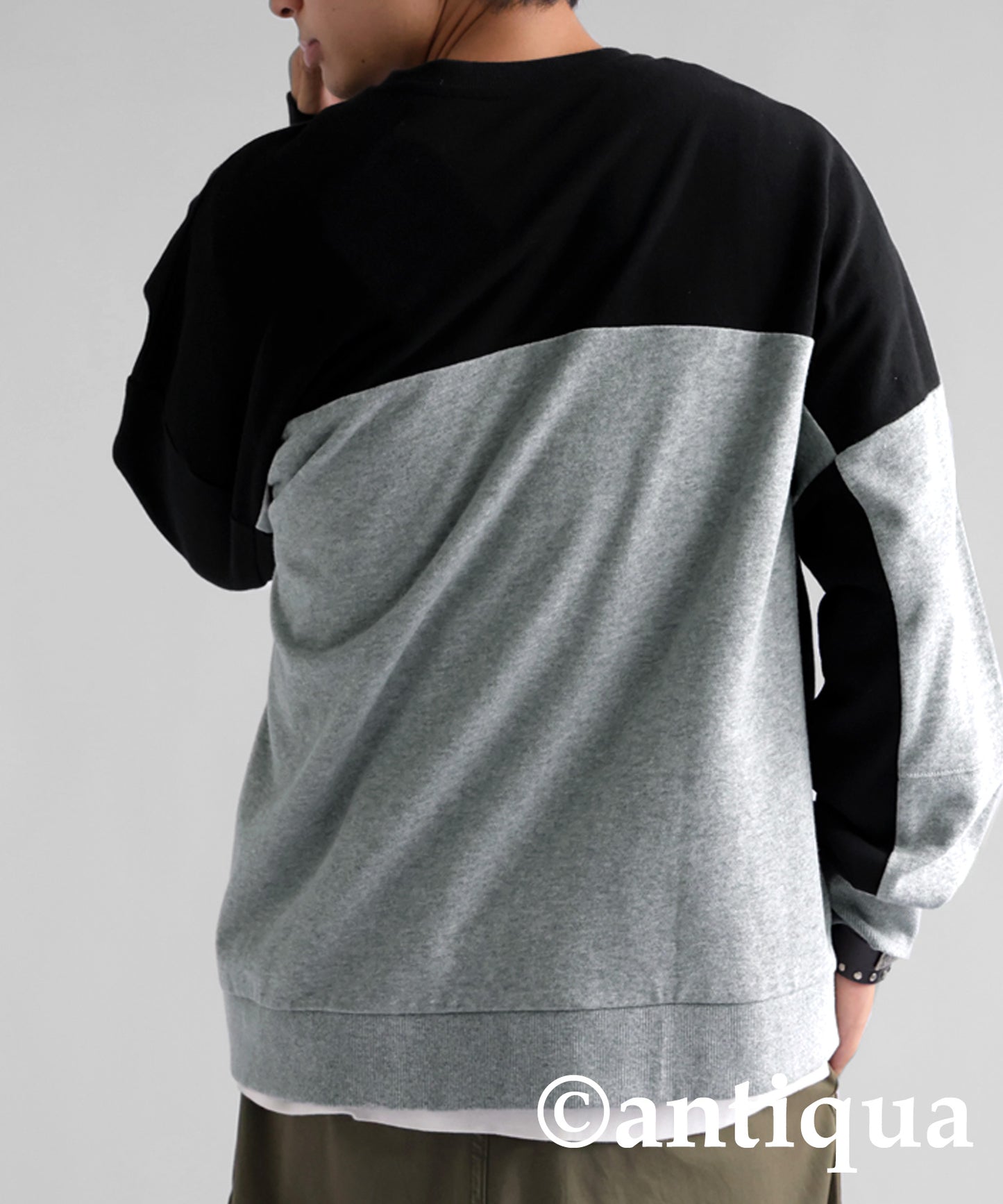 Bicolor Asymmetric Design Pullover Men's