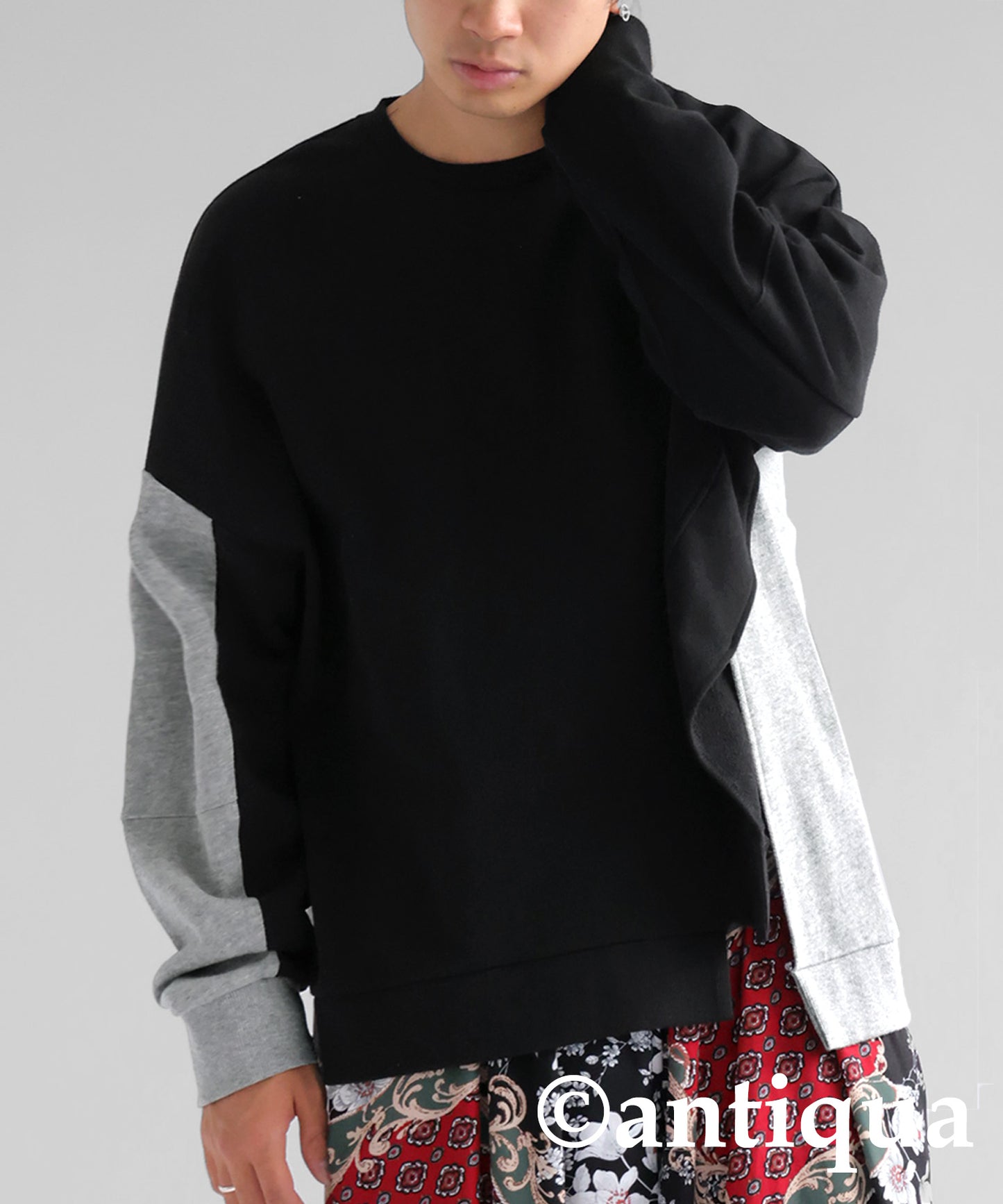 Bicolor Asymmetric Design Pullover Men's