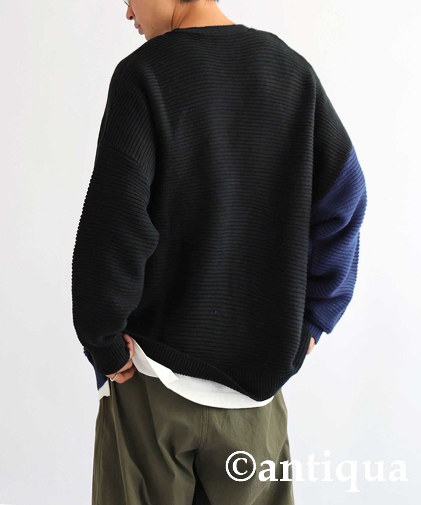 Wave pattern color cardigan Men's