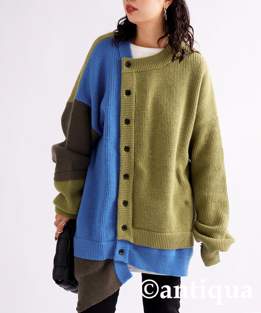 Asymmetry Design Knit Cardigan Ladies