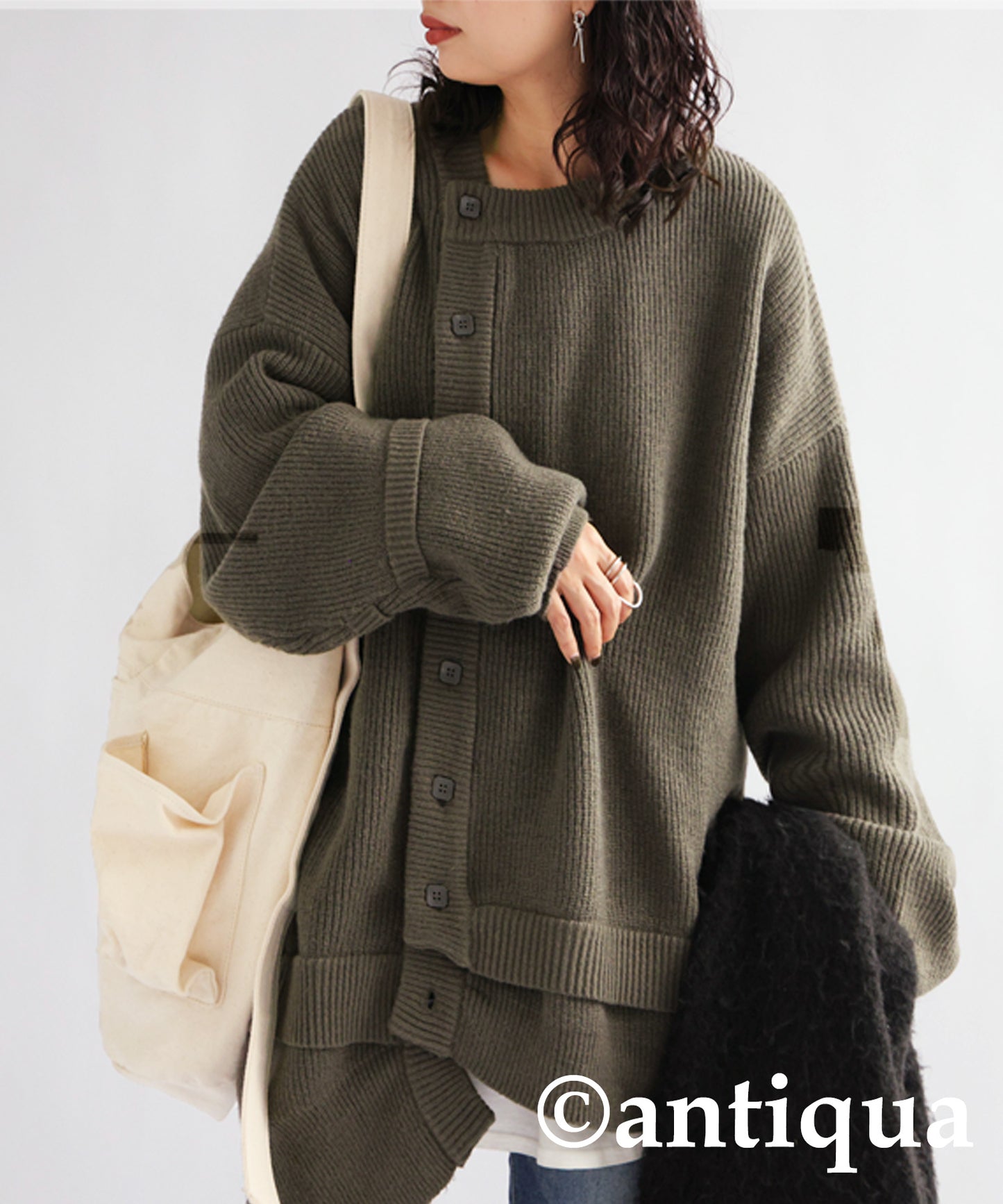 Asymmetry Design Knit Cardigan Ladies